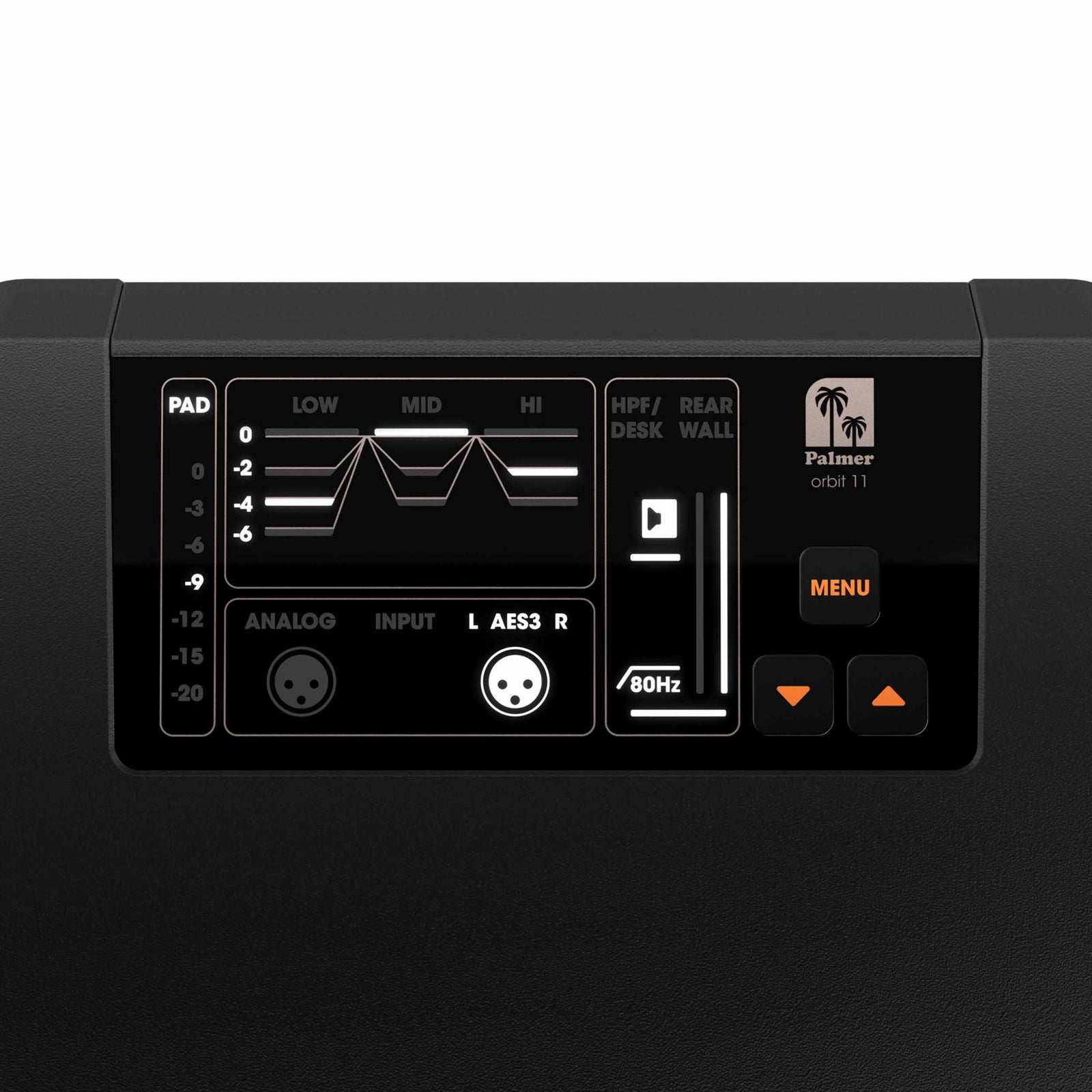 Palmer PORBIT11US Active 3-Way Studio Monitor with 1000W Class-D Amp and Dual 8" Woofers