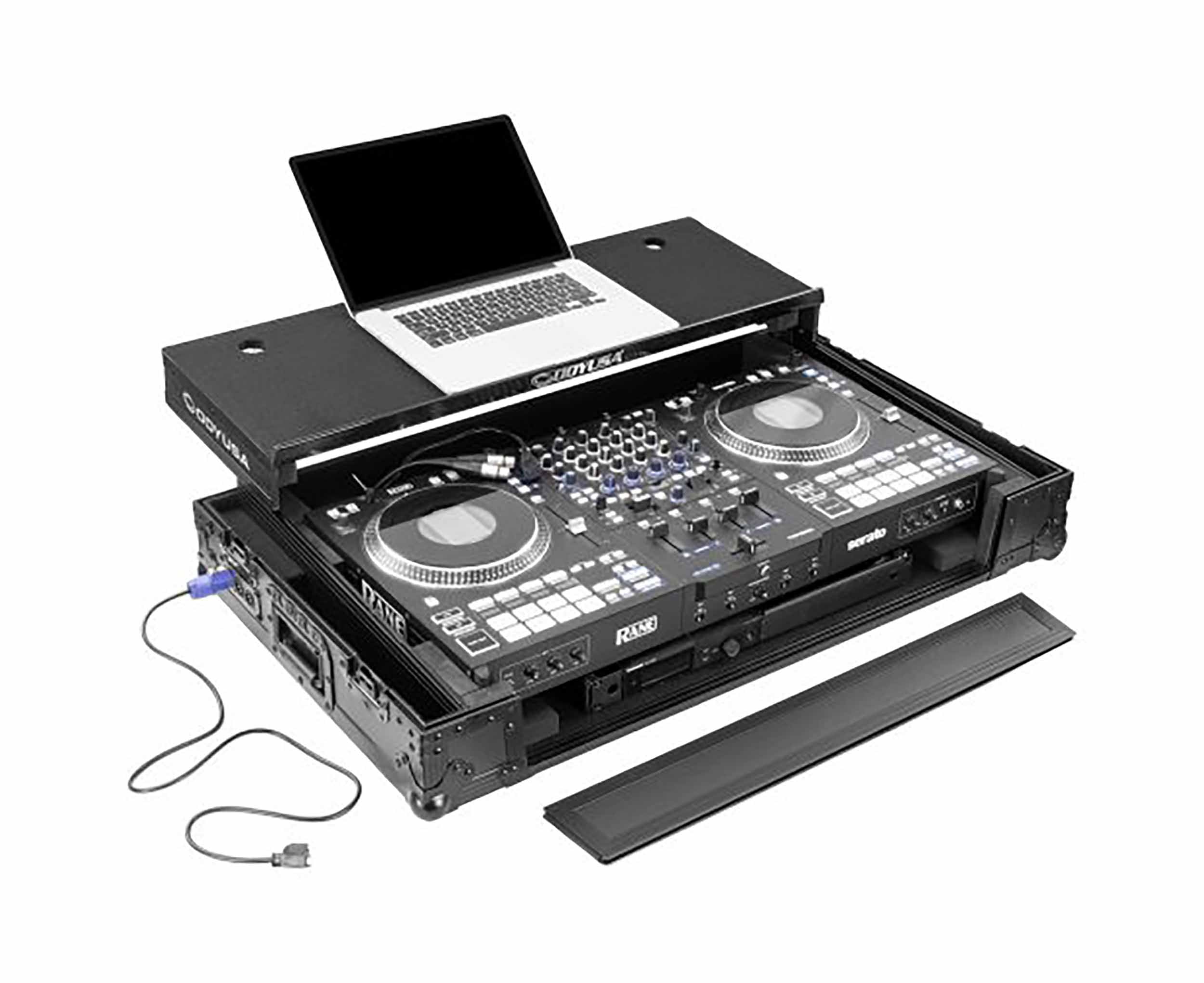 Odyssey FPR-GSPERFORMER1UWBL Performance Ready Series 1U Flight Case for Rane Performer with Wheels & Glide Style Laptop Platform - Black