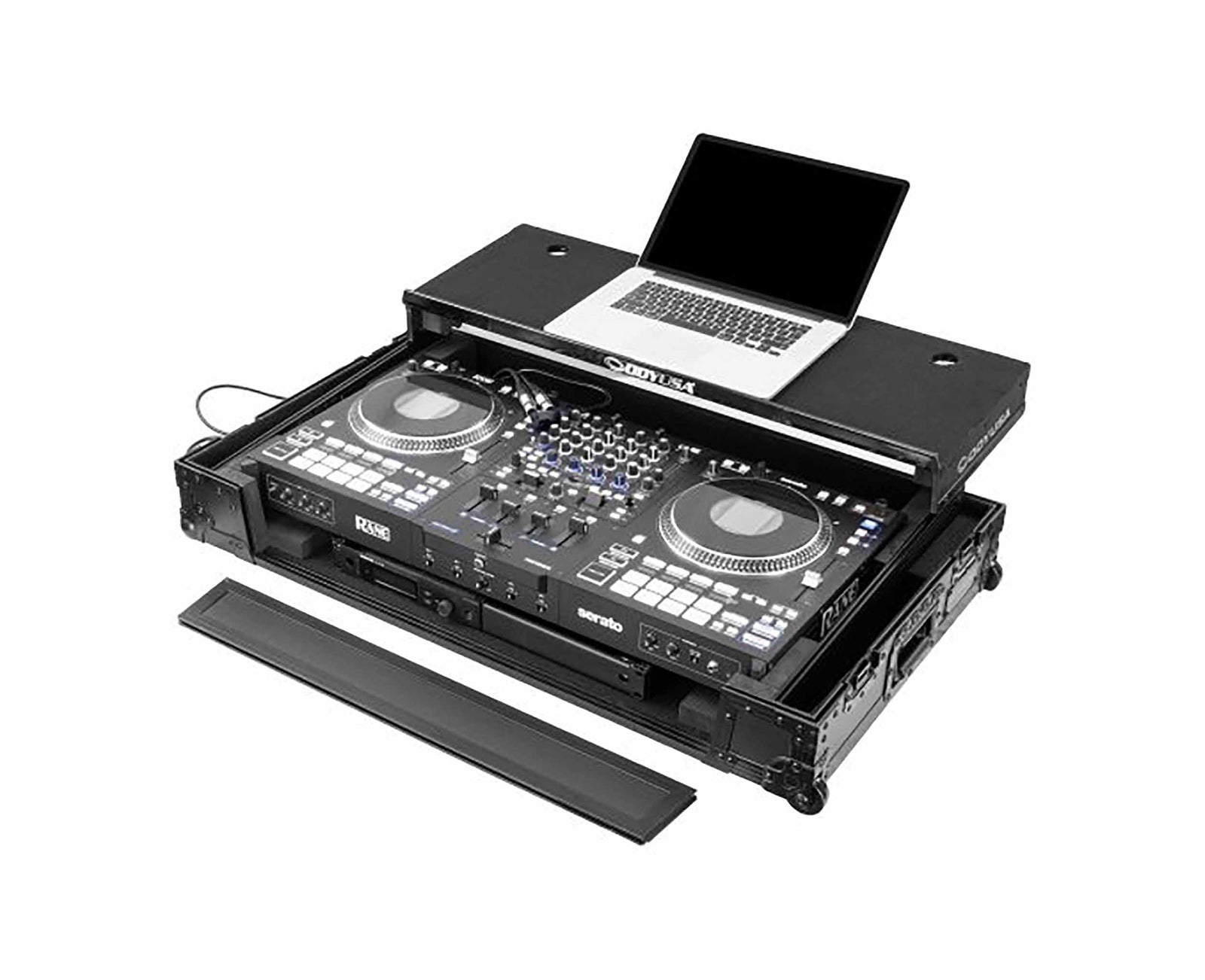 Odyssey FPR-GSPERFORMER1UWBL Performance Ready Series 1U Flight Case for Rane Performer with Wheels & Glide Style Laptop Platform - Black