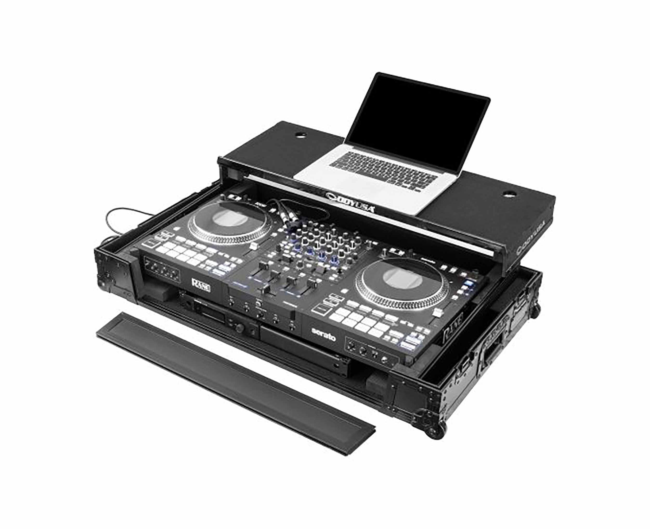 Odyssey FPR-GSPERFORMER1UWBL Performance Ready Series 1U Flight Case for Rane Performer with Wheels & Glide Style Laptop Platform - Black