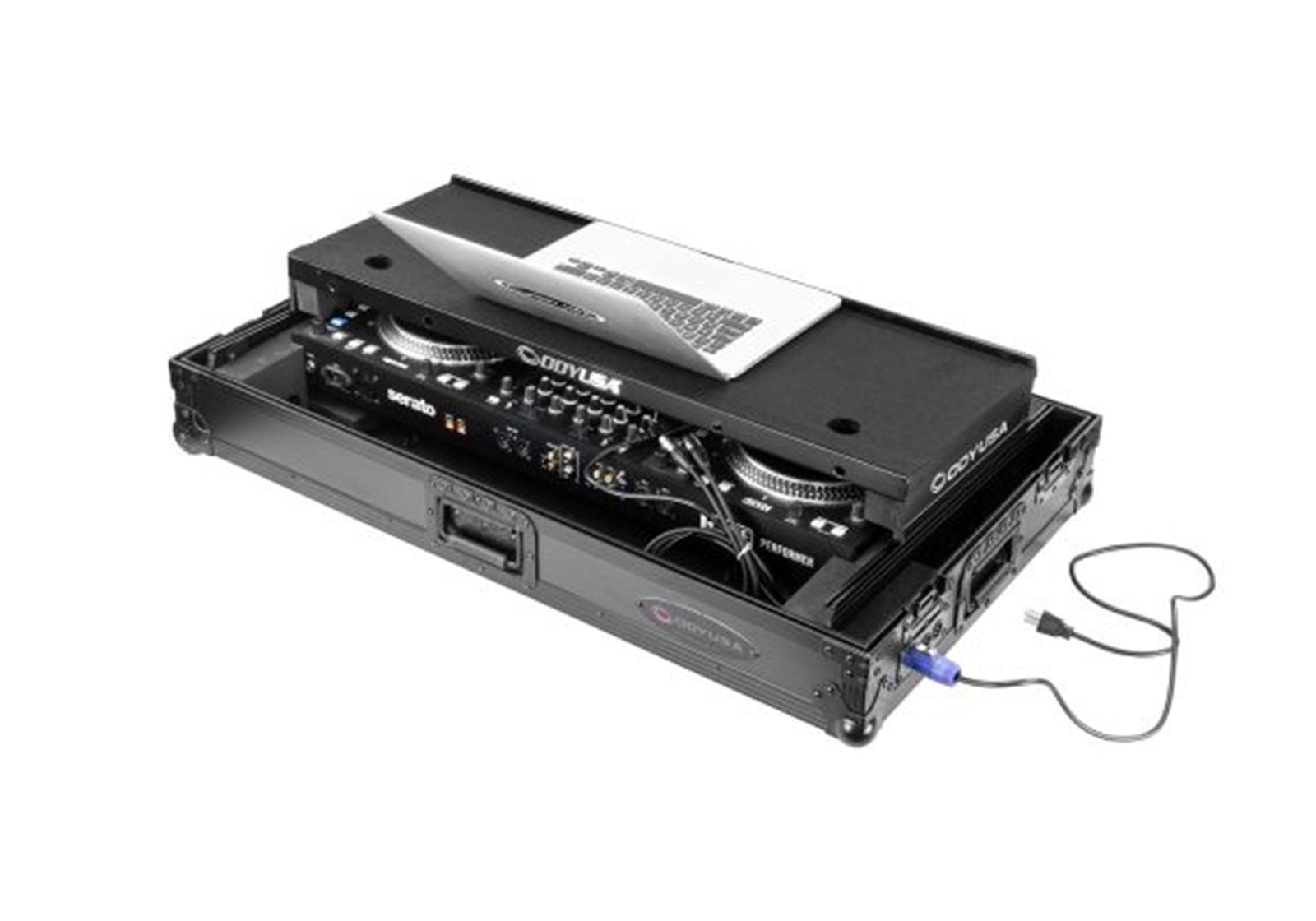 Odyssey FPR-GSPERFORMER1UWBL Performance Ready Series 1U Flight Case for Rane Performer with Wheels & Glide Style Laptop Platform - Black