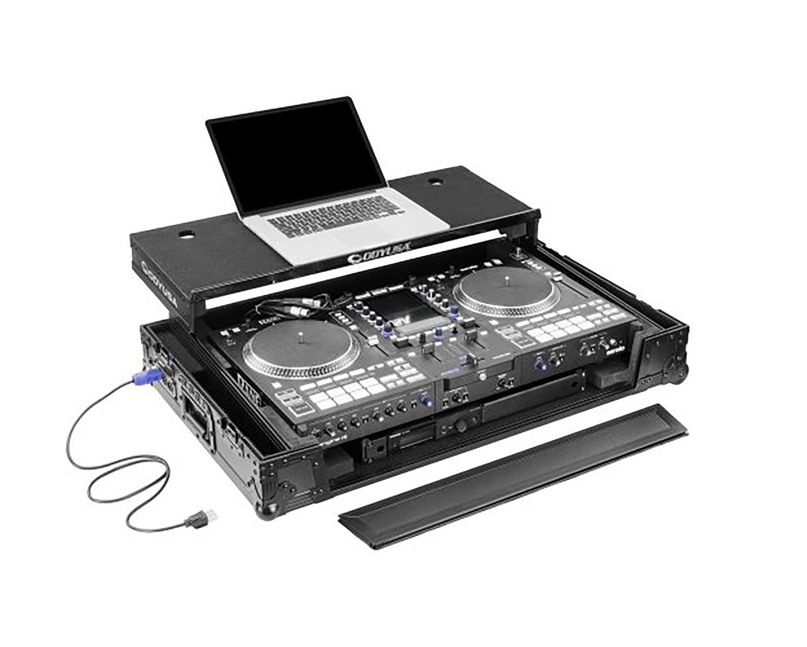 Odyssey FPR-GSSYSTEMONE1UWBL Performance Ready Series 1U Flight Case for RANE SYSTEM ONE with Wheels and Glide Style Laptop Platform - Black