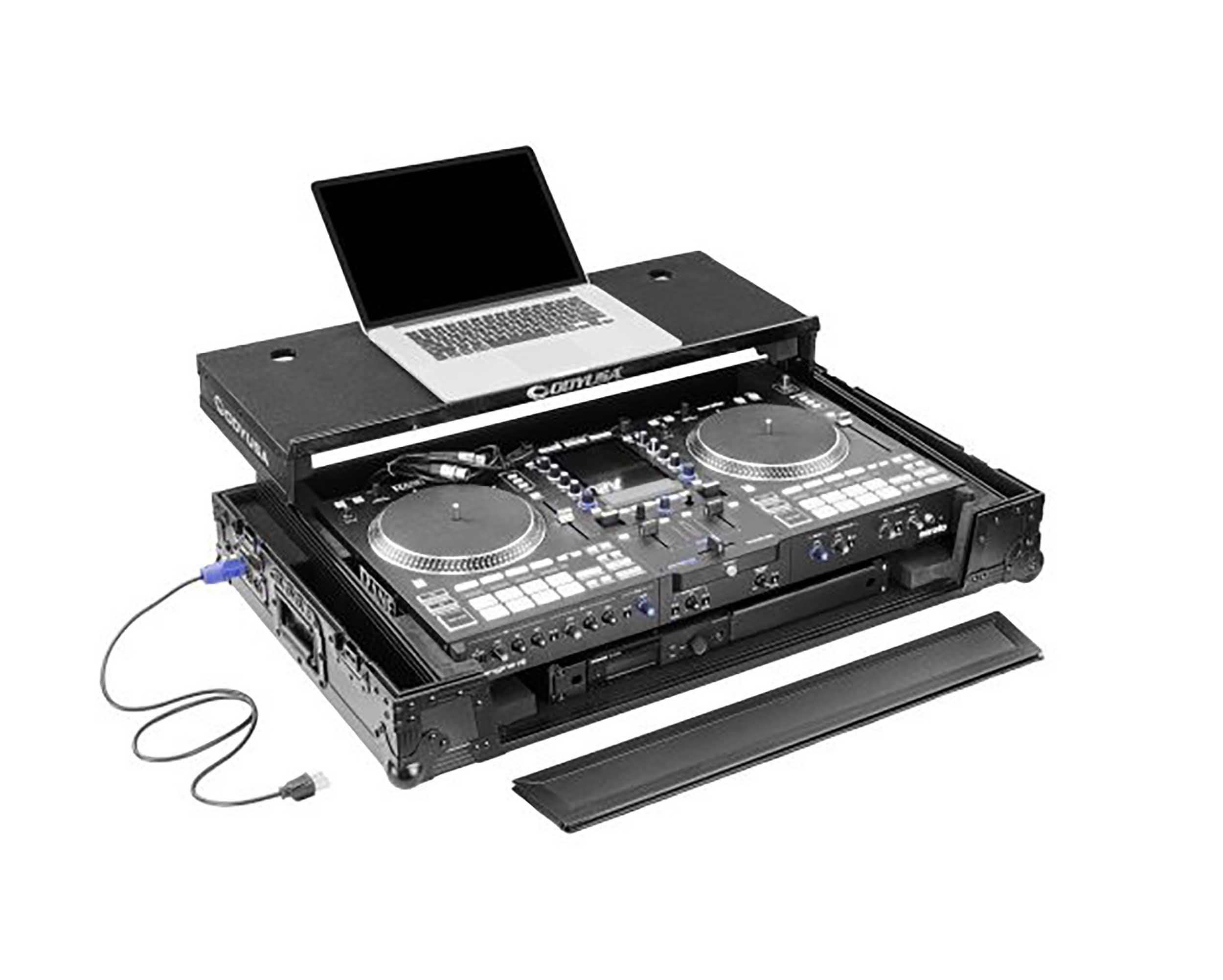 Odyssey FPR-GSSYSTEMONE1UWBL Performance Ready Series 1U Flight Case for RANE SYSTEM ONE with Wheels and Glide Style Laptop Platform - Black