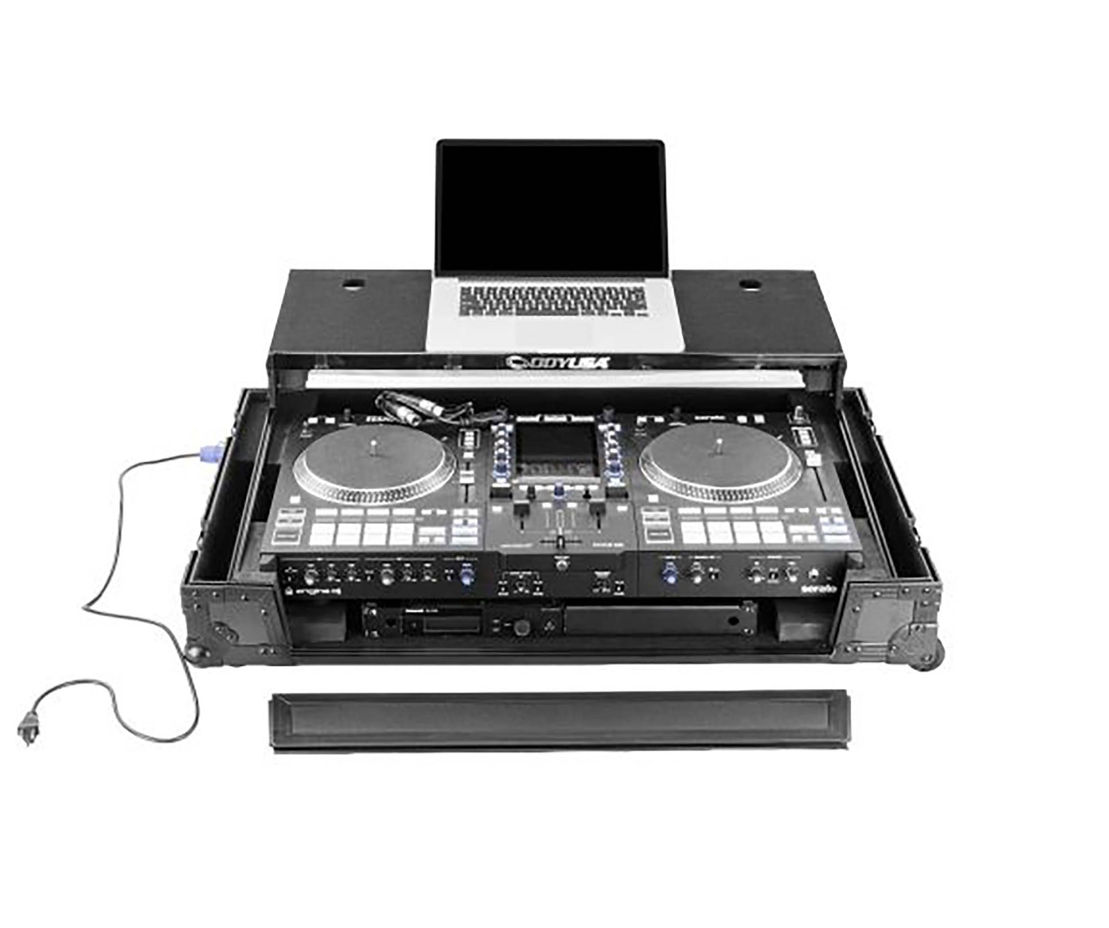 Odyssey FPR-GSSYSTEMONE1UWBL Performance Ready Series 1U Flight Case for RANE SYSTEM ONE with Wheels and Glide Style Laptop Platform - Black