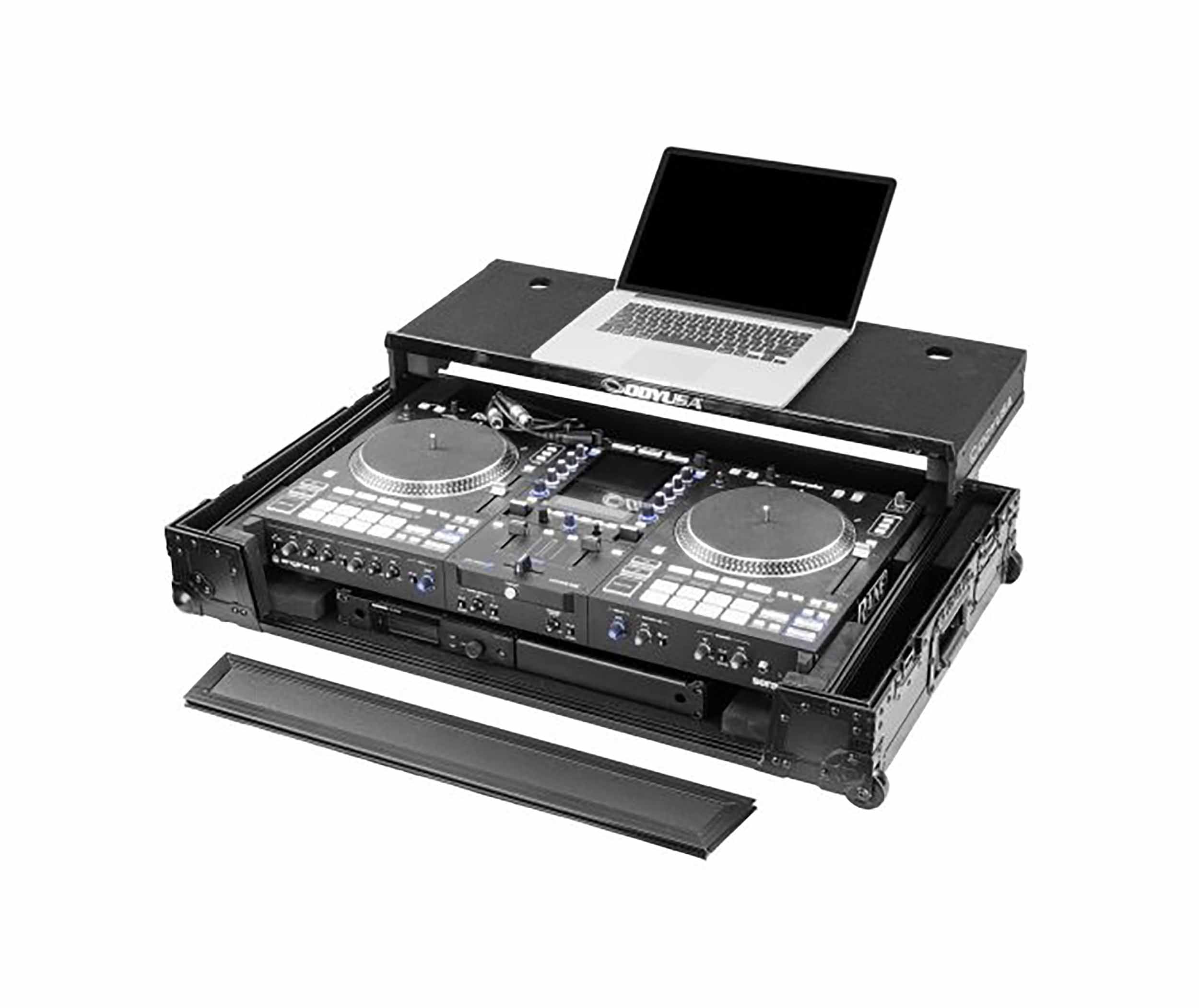 Odyssey FPR-GSSYSTEMONE1UWBL Performance Ready Series 1U Flight Case for RANE SYSTEM ONE with Wheels and Glide Style Laptop Platform - Black