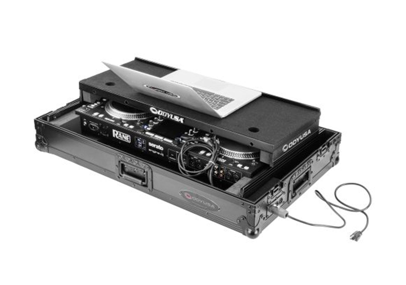 Odyssey FPR-GSSYSTEMONE1UWBL Performance Ready Series 1U Flight Case for RANE SYSTEM ONE with Wheels and Glide Style Laptop Platform - Black