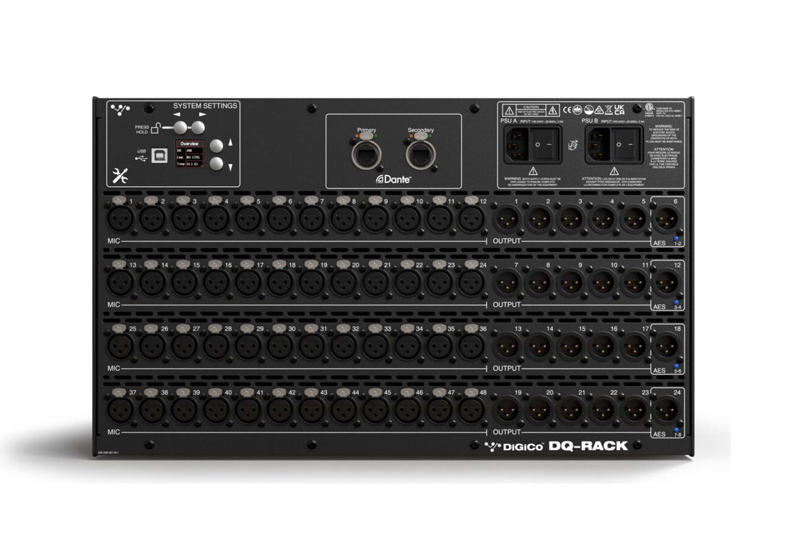 DiGiCo X-DQ-RACK 6U Dante Stage Rack with 48 Mic Input - DANTE only