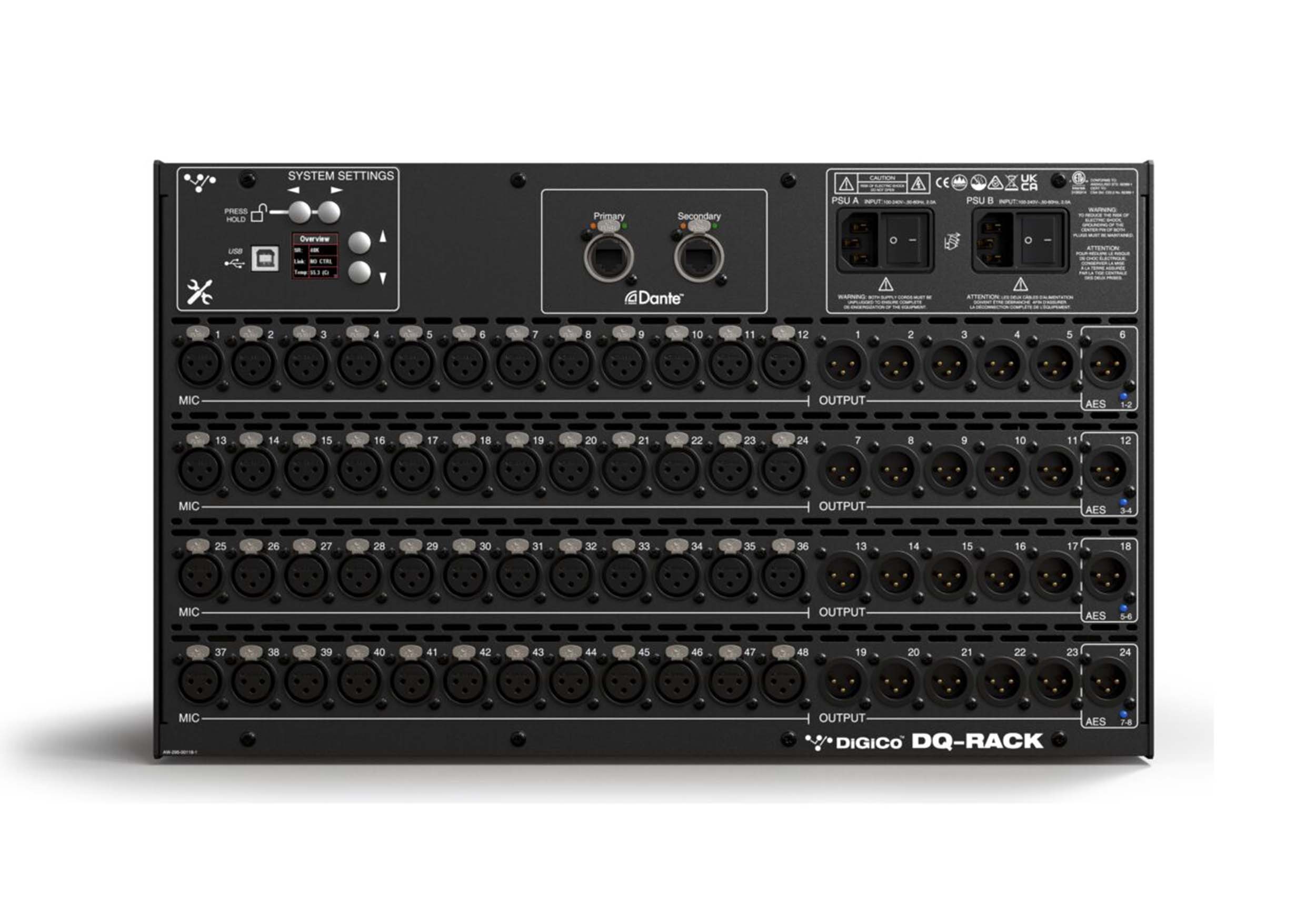 DiGiCo X-DQ-RACK 6U Dante Stage Rack with 48 Mic Input - DANTE only