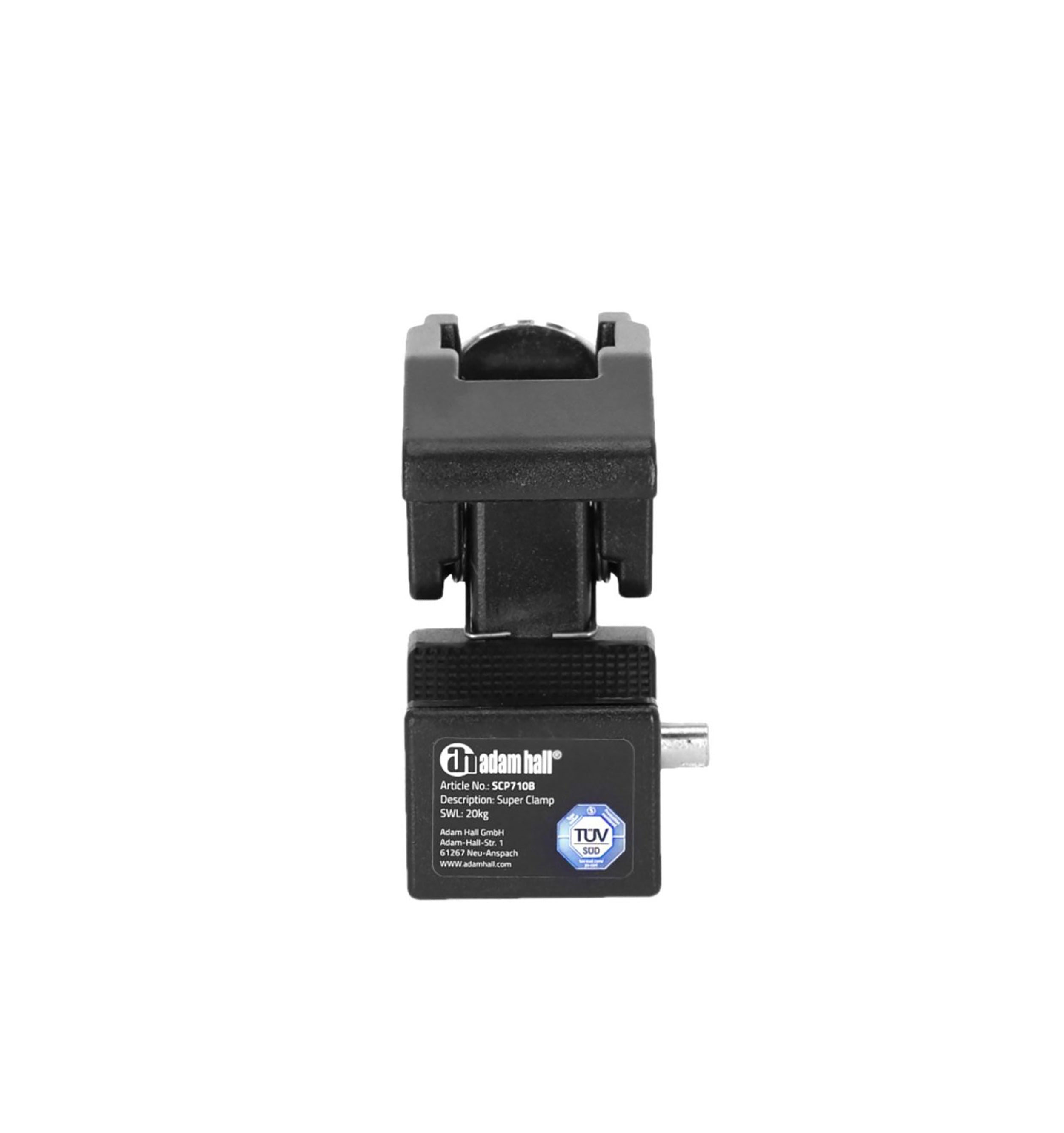 Adam Hall SCP710BSET1 Universal Hook Clamp with Clamping Lever, Black, incl. Bolt SS018