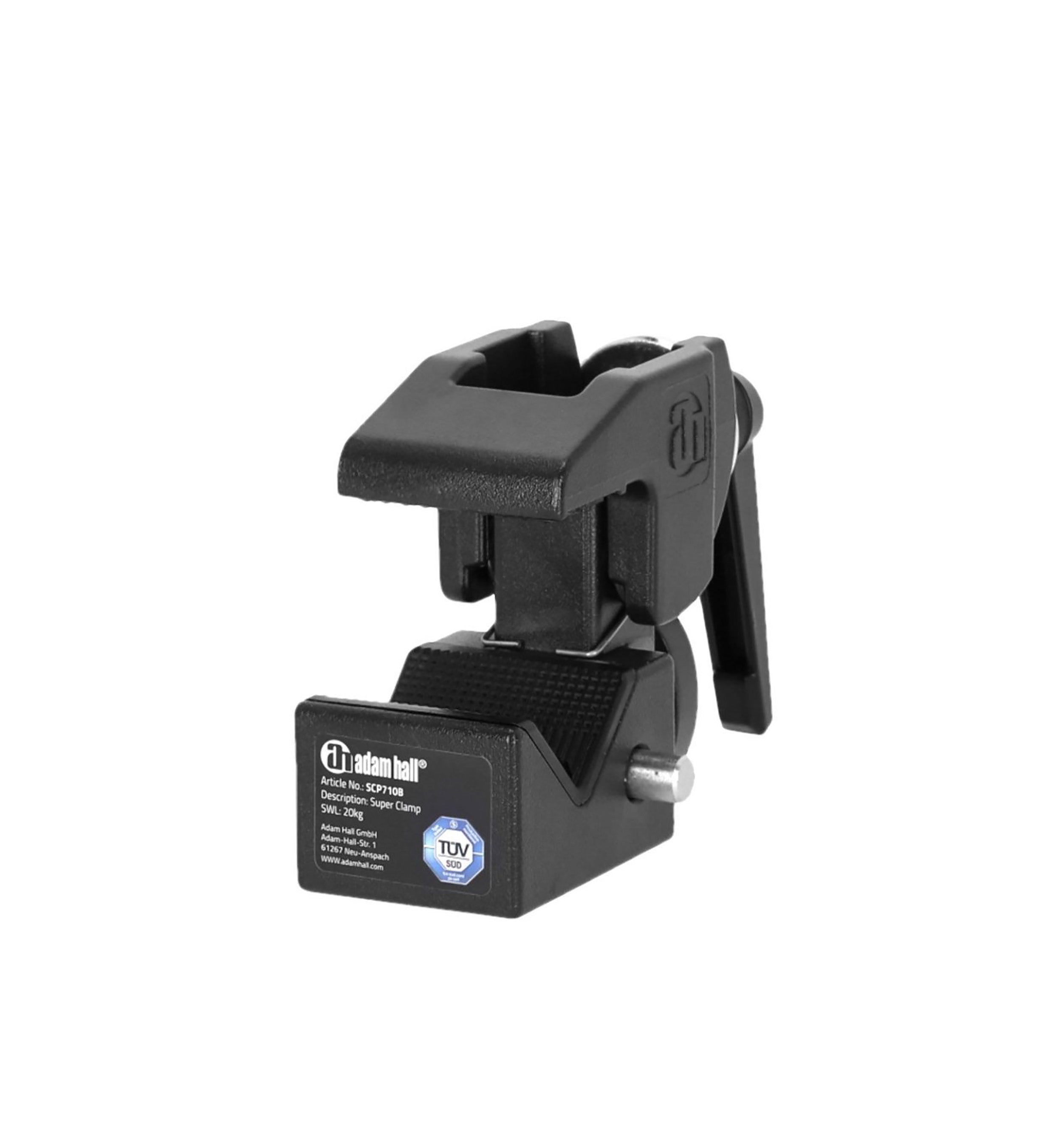 Adam Hall SCP710BSET1 Universal Hook Clamp with Clamping Lever, Black, incl. Bolt SS018
