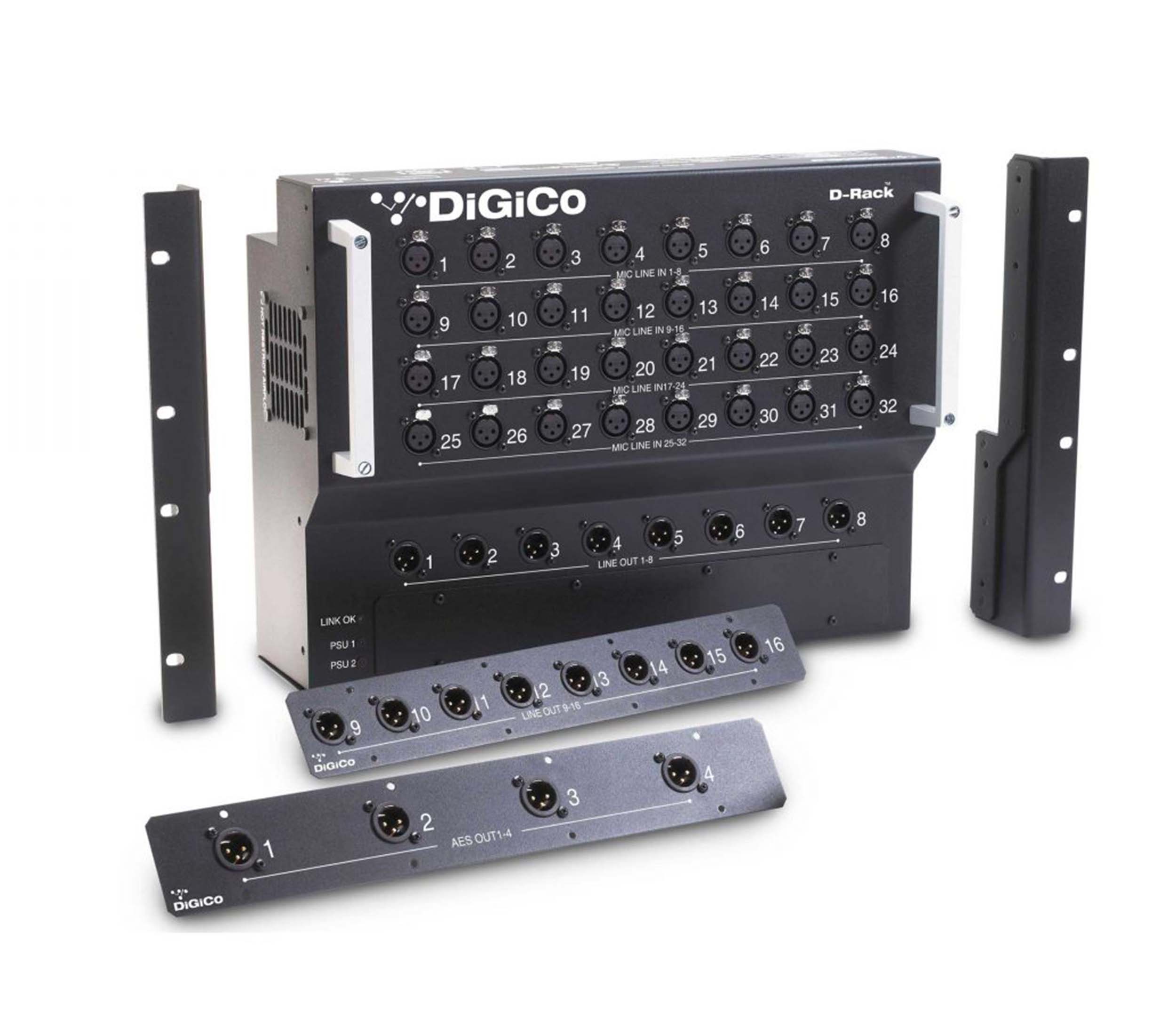 DiGiCo X-D-RACK-2-O, SD-Series 32-Channel Input Expansion Dual PSU Rack with CAT6 and Multi-Mode HMA Optocore