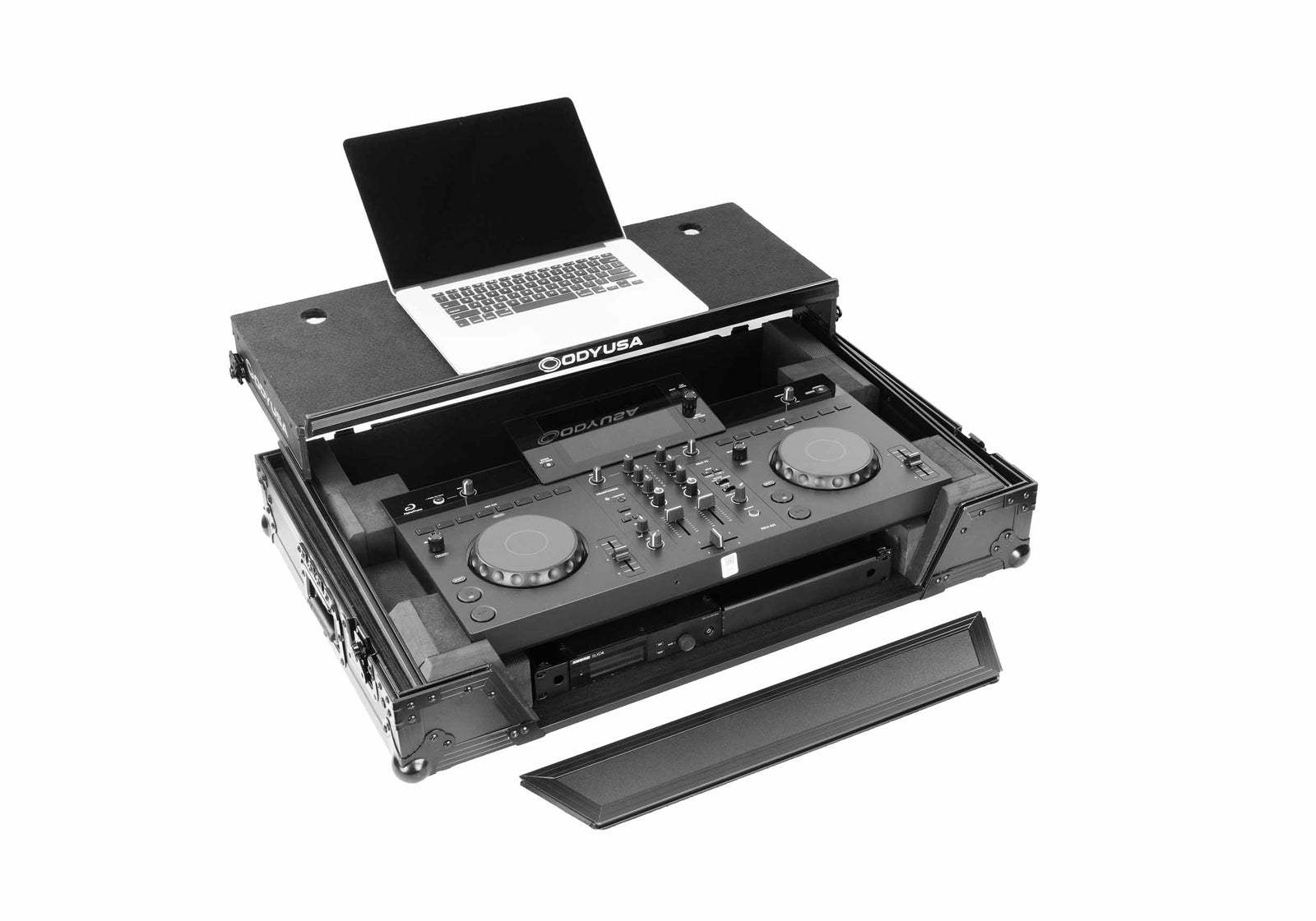 Odyssey FZGSXDJANW1BL Black Label 1U Flight Case with Glide Style Laptop Platform