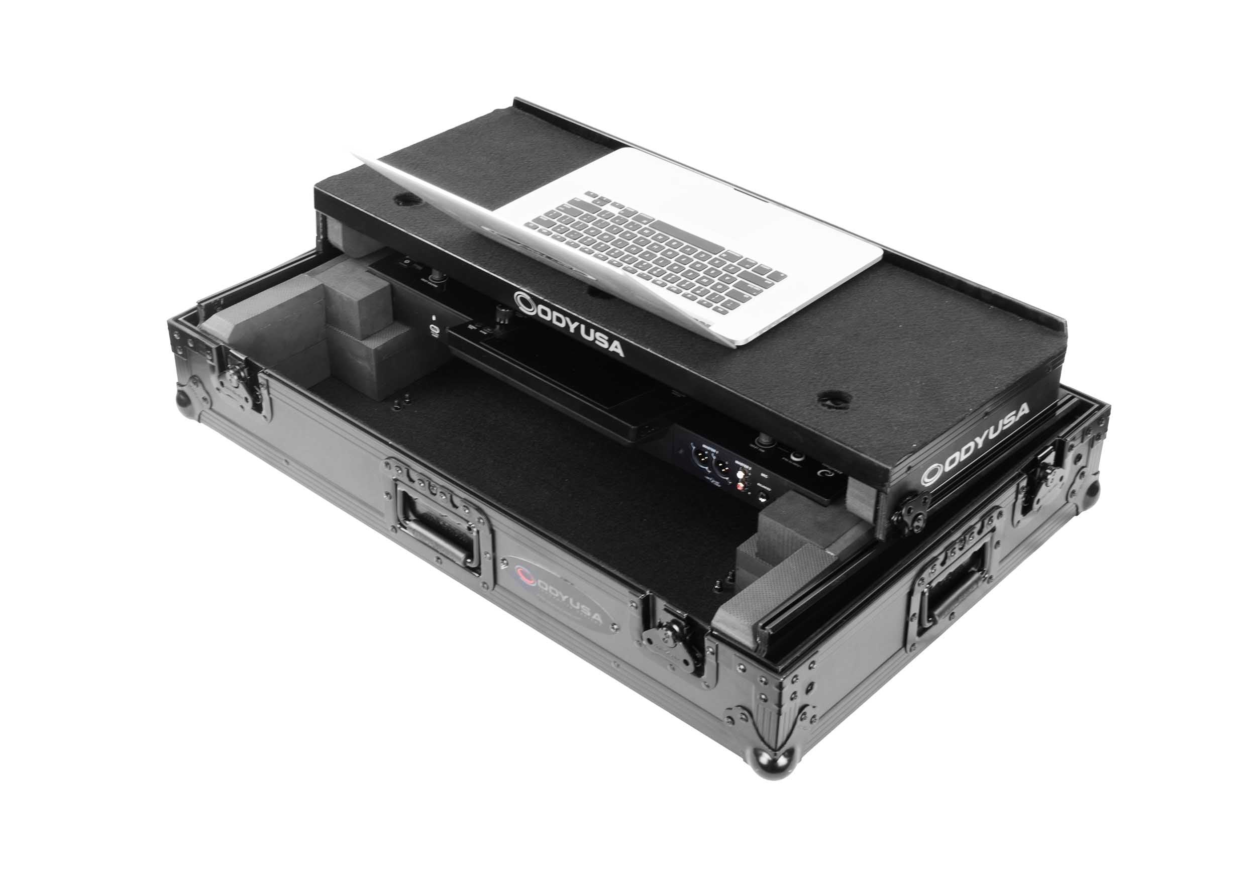 Odyssey FZGSXDJANW1BL Black Label 1U Flight Case with Glide Style Laptop Platform
