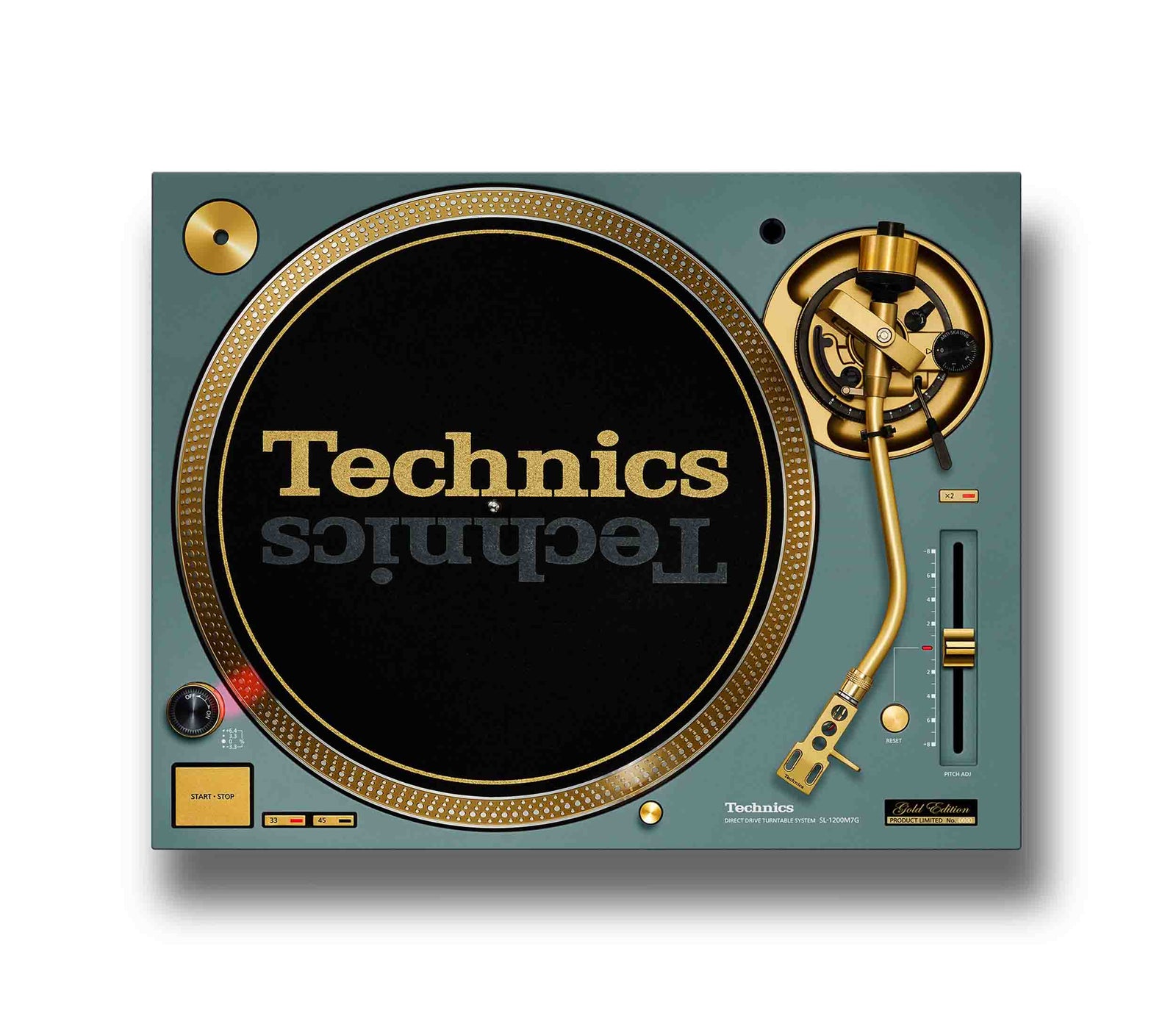 Technics SL-1200M7G-G 55th Anniversary Gold Edition Direct Drive Turntable, 78 RPM with Green Finish