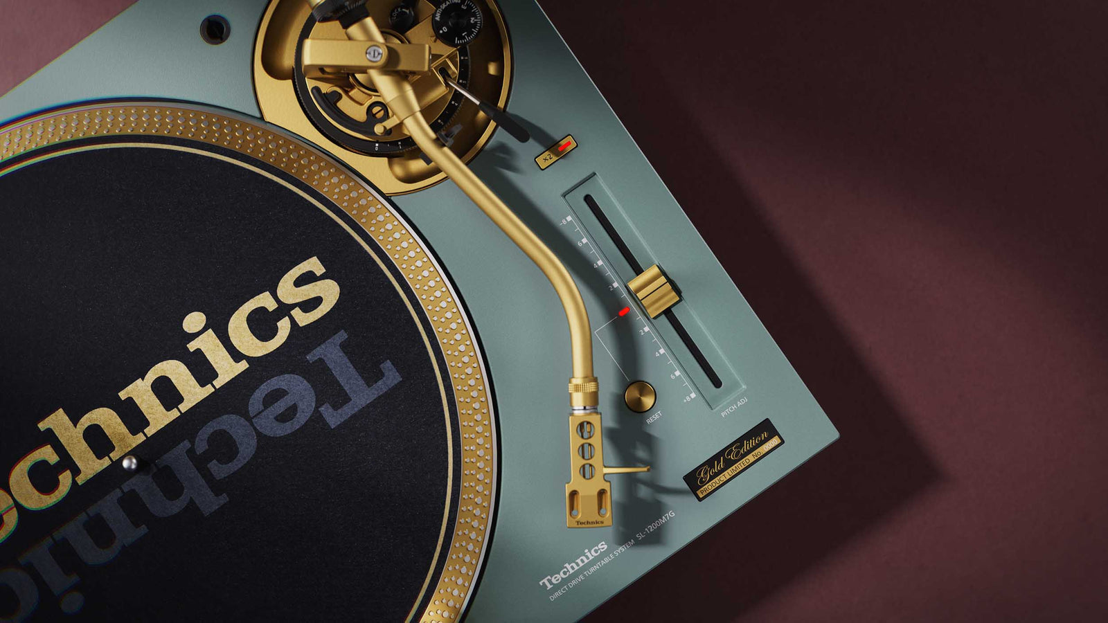 Technics SL-1200M7G-G 55th Anniversary Gold Edition Direct Drive Turntable, 78 RPM with Green Finish