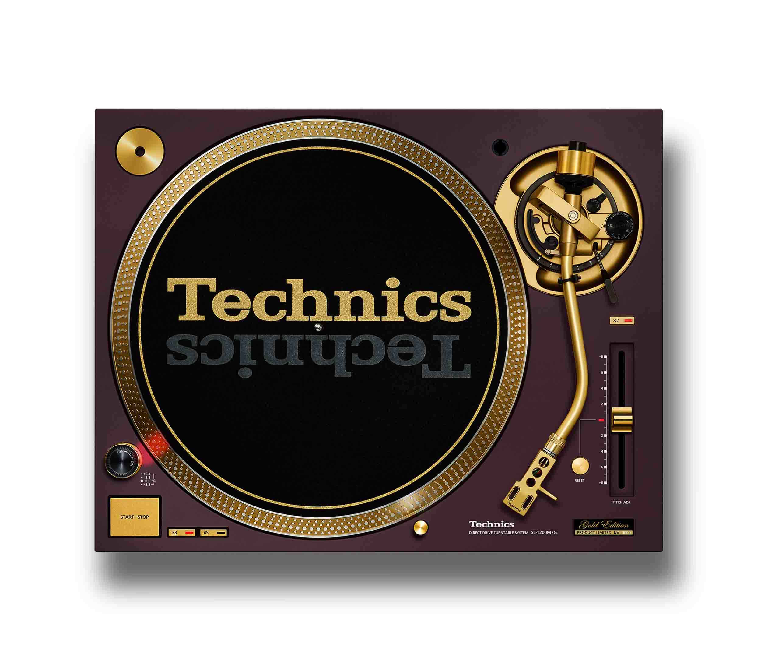 Technics SL-1200M7G-R 55th Anniversary Gold Edition Direct Drive Turntable, 78 RPM with Red Finish