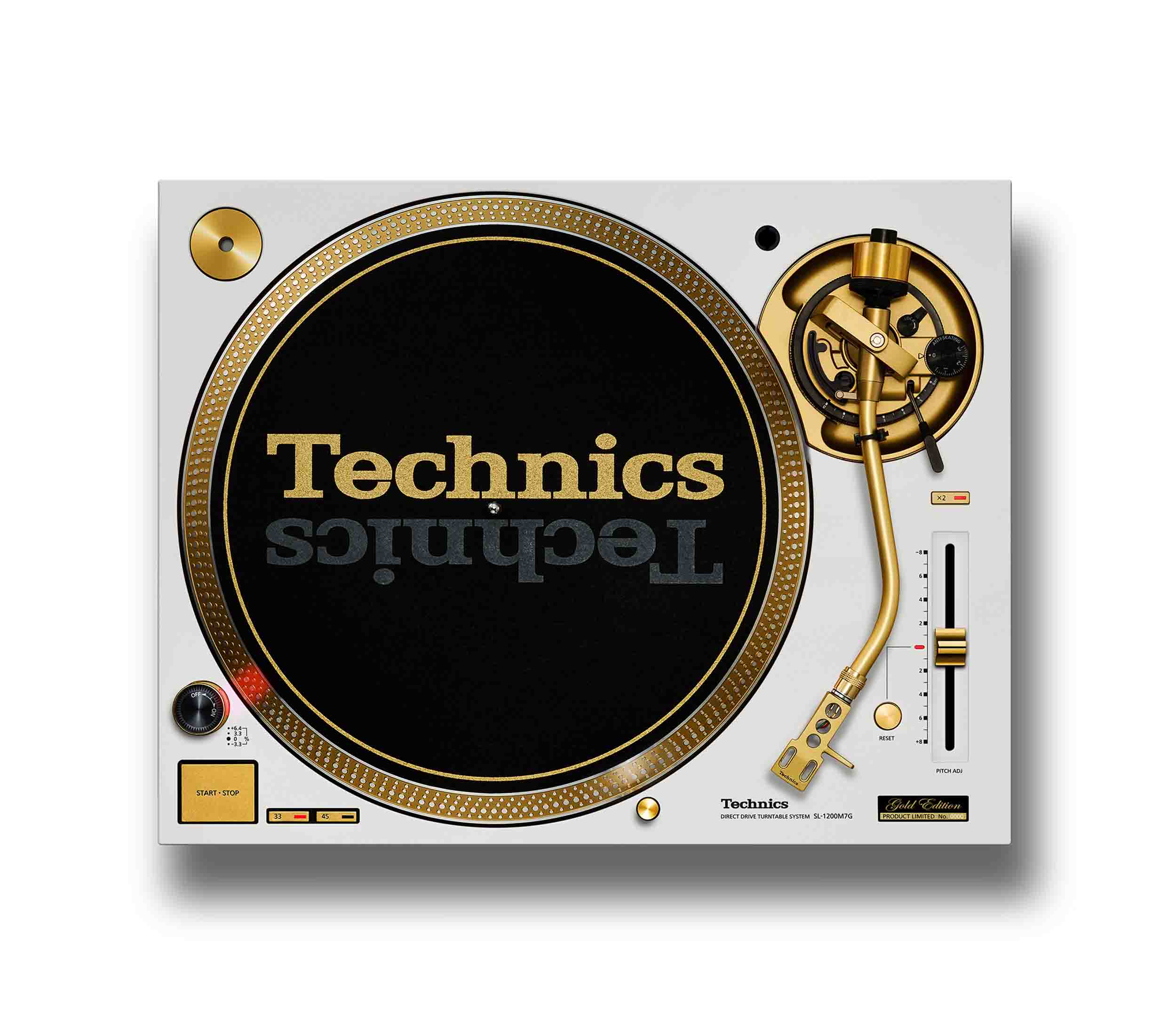 Technics SL-1200M7G-W 55th Anniversary Gold Edition Direct Drive Turntable, 78 RPM with White Finish