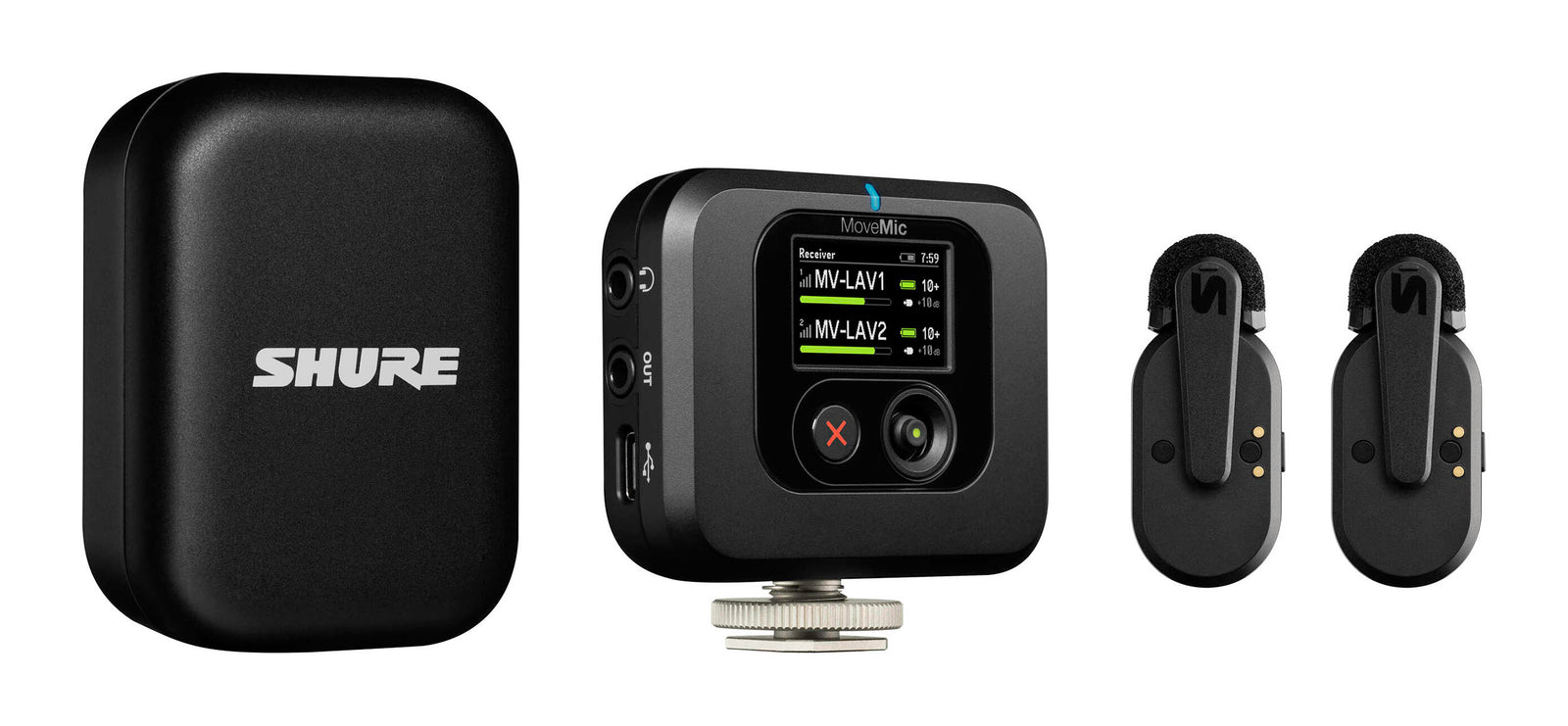 Shure MV-TWO-KIT-Z7, Two-Channel Wireless Lavalier Microphone System With Receiver by Shure