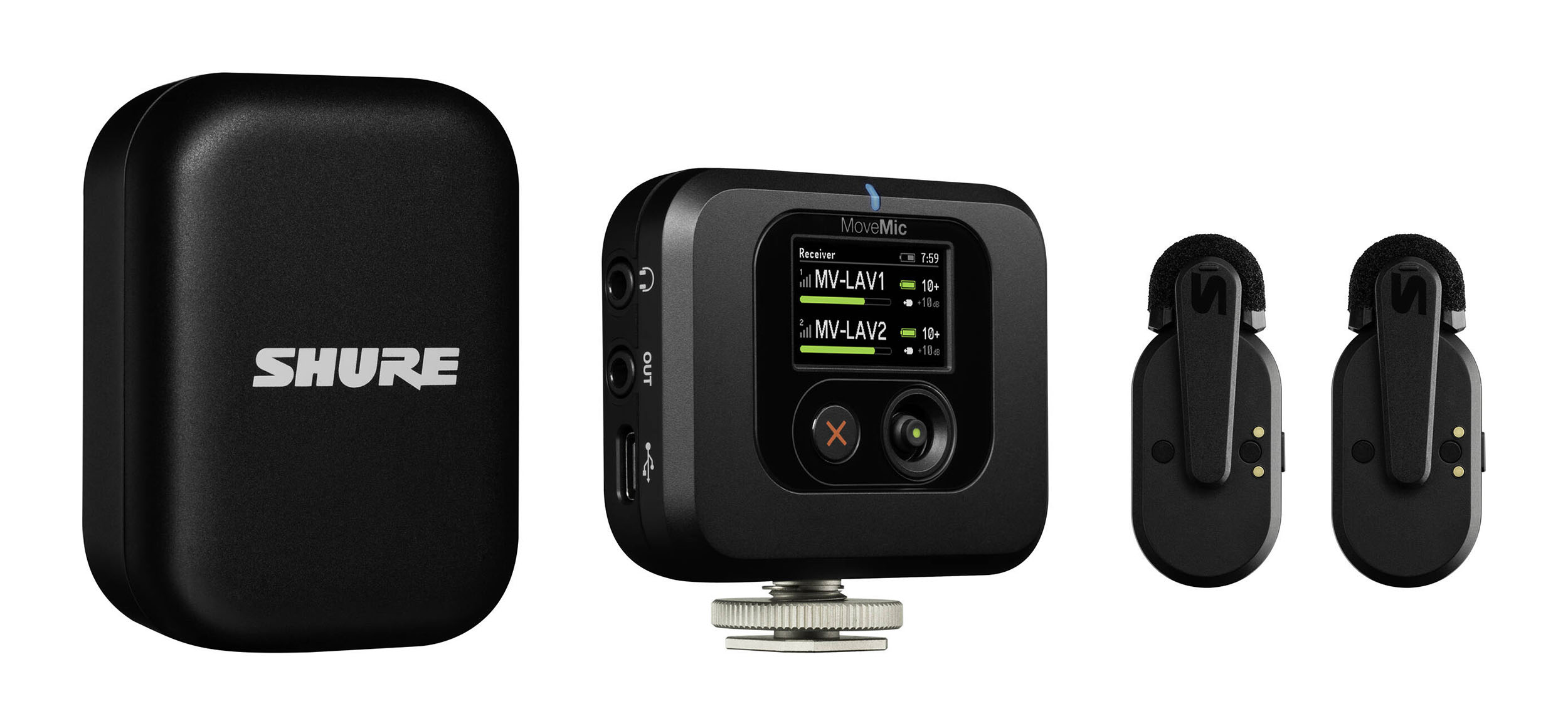 Shure MV-TWO-KIT-Z7, Two-Channel Wireless Lavalier Microphone System With Receiver by Shure
