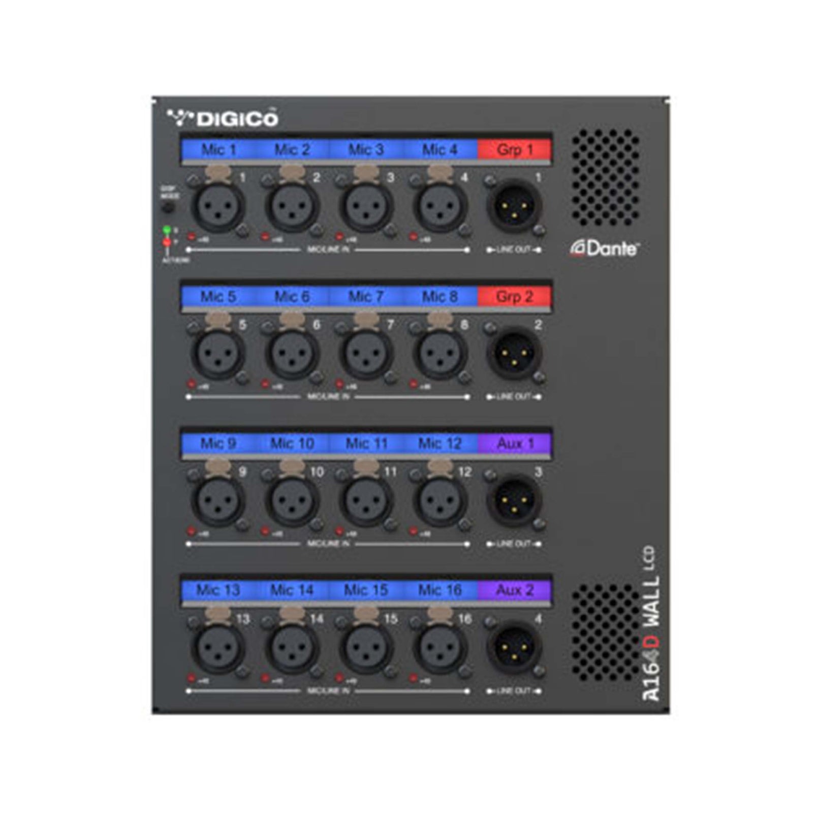 DiGiCo X-A-164D-W-L, A164D WALL LCD 16 Input 4 Output Dante I/O Expander