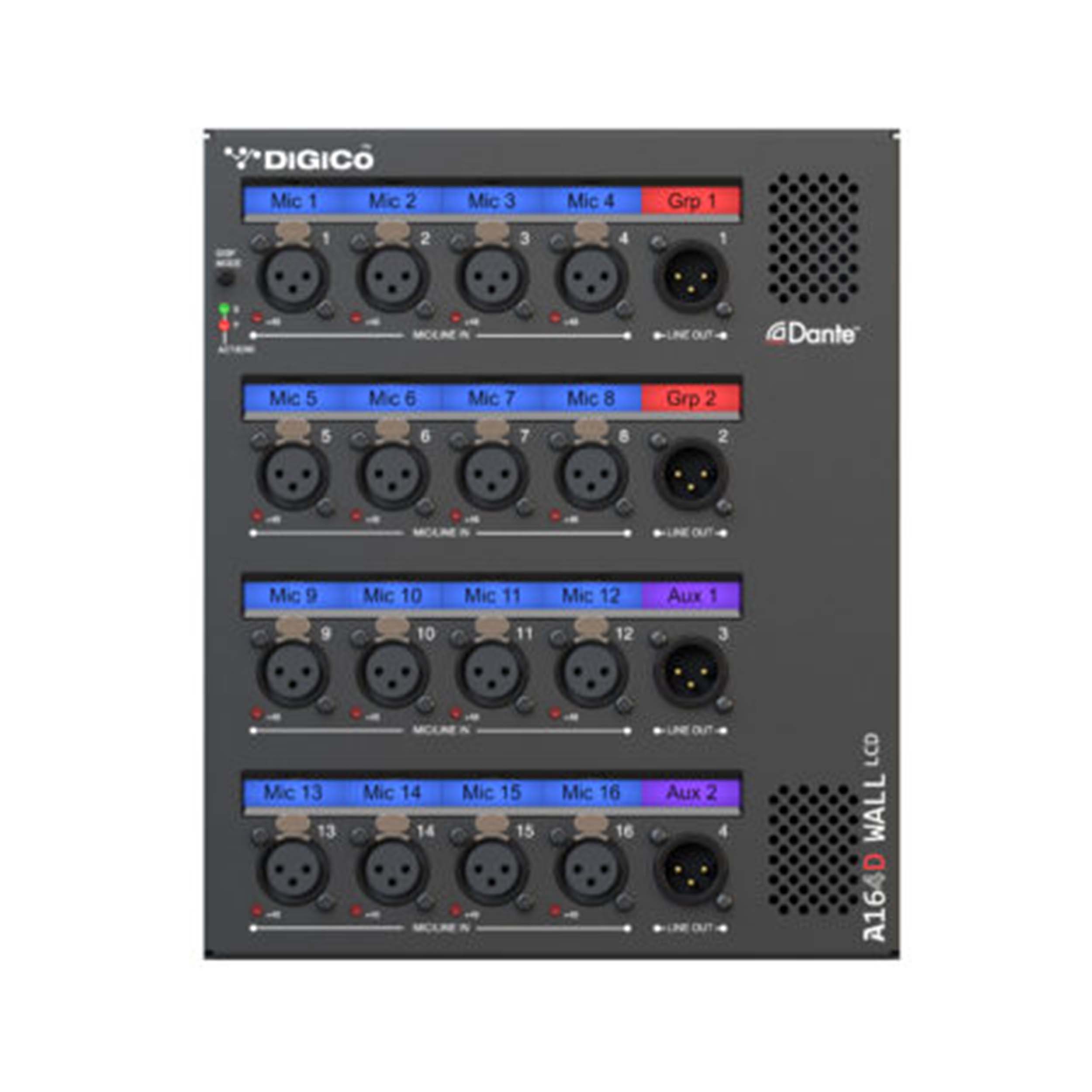 DiGiCo X-A-164D-W-L, A164D WALL LCD 16 Input 4 Output Dante I/O Expander