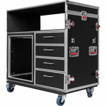 Gator GTOUR-MIXERXL-12U-4D2T Mixer Case with 12 RU Rack, Four Drawers, and Two Tables