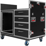 Gator GTOUR-MIXERXL-12U-4D2T Mixer Case with 12 RU Rack, Four Drawers, and Two Tables