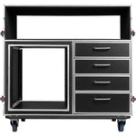 Gator GTOUR-MIXERXL-12U-4D2T Mixer Case with 12 RU Rack, Four Drawers, and Two Tables