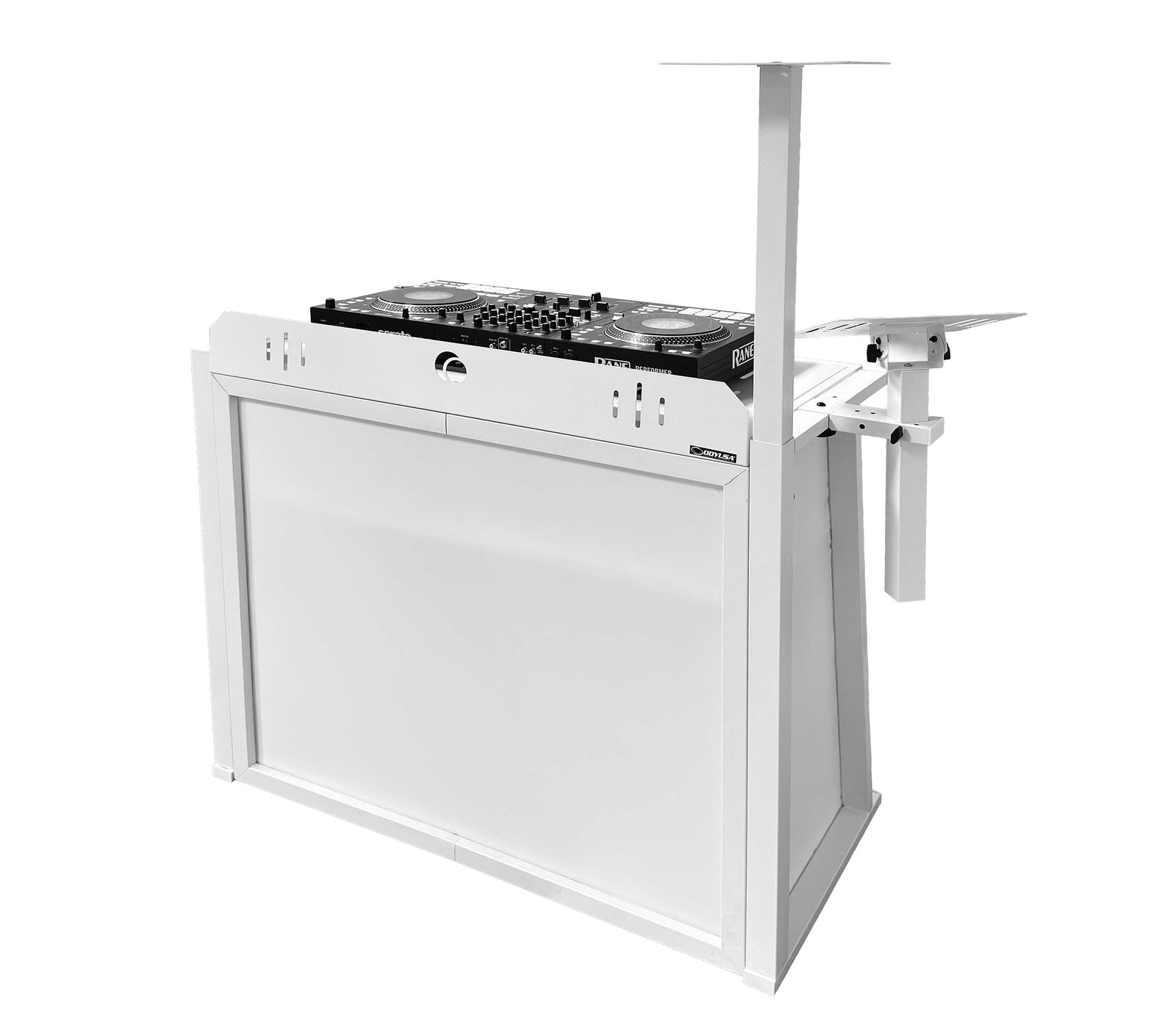 Odyssey DJBOOTHMWWHT Metal Works White DJ Booth System with Folding Design and Laptop Stand