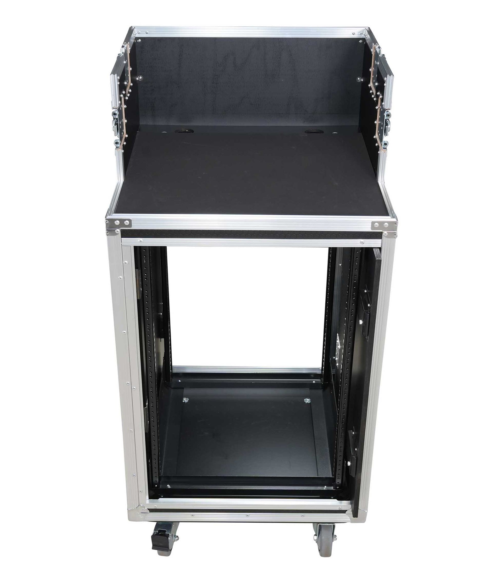 ProX XS-SLAM16UCINEWORK 16U Shockmount Rack Flight Case with Integrated Console Compartment