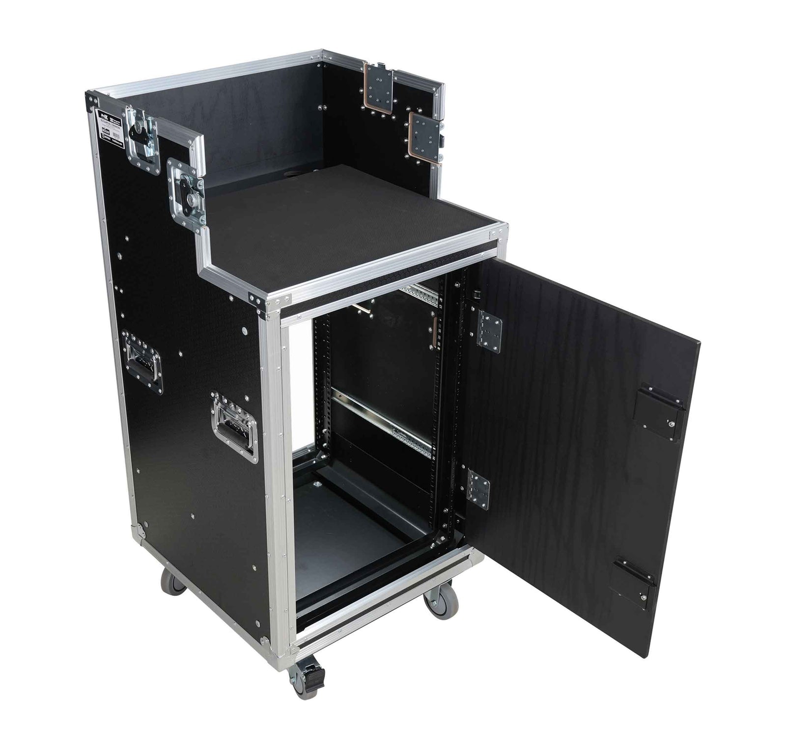 ProX XS-SLAM16UCINEWORK 16U Shockmount Rack Flight Case with Integrated Console Compartment
