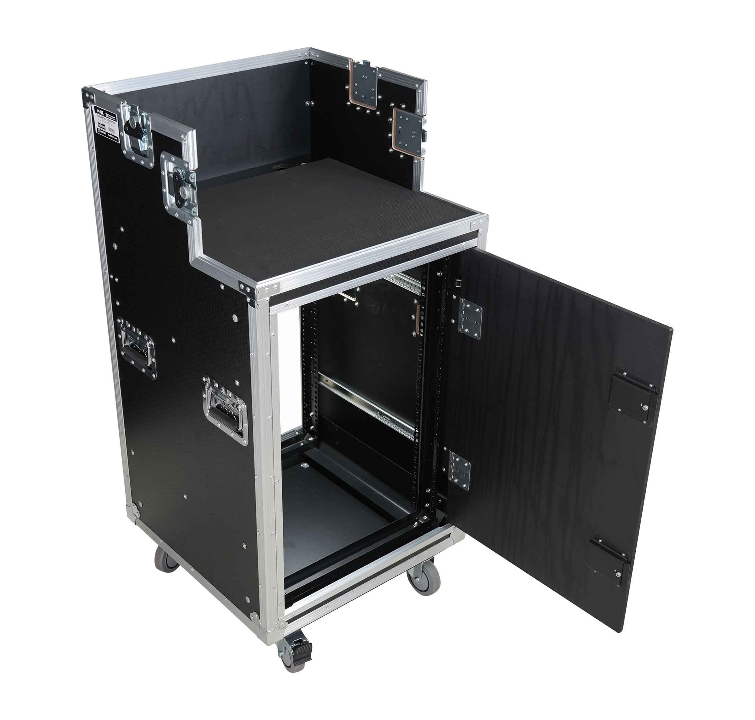 ProX XS-SLAM16UCINEWORK 16U Shockmount Rack Flight Case with Integrated Console Compartment