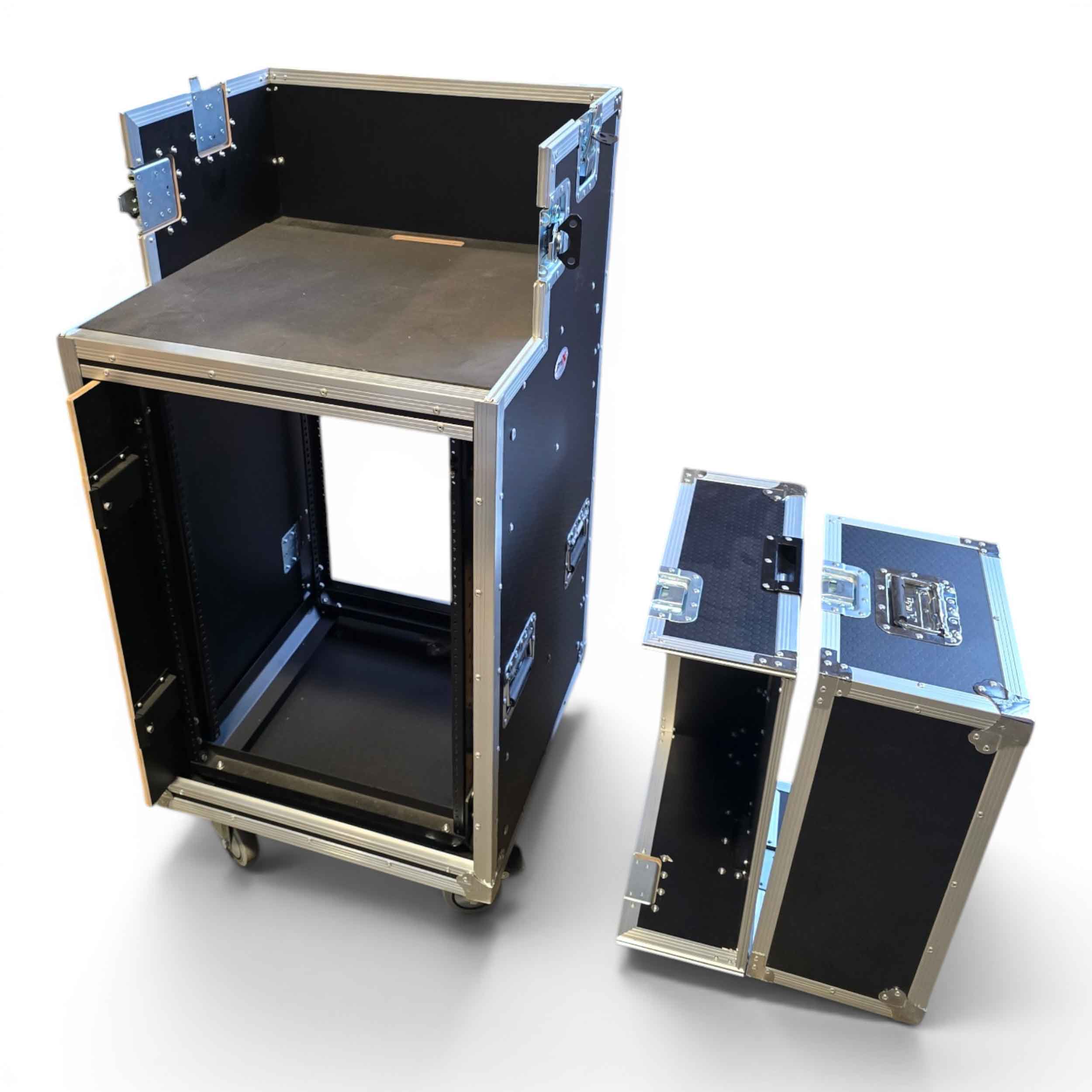 ProX XS-SLAM16UCINEWORK 16U Shockmount Rack Flight Case with Integrated Console Compartment