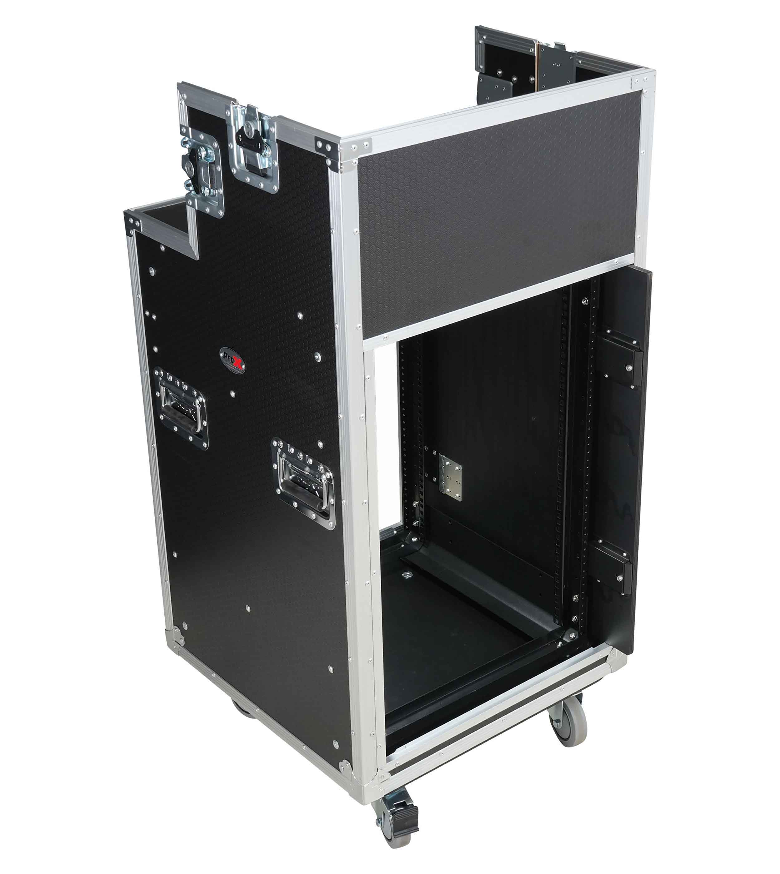 ProX XS-SLAM16UCINEWORK 16U Shockmount Rack Flight Case with Integrated Console Compartment