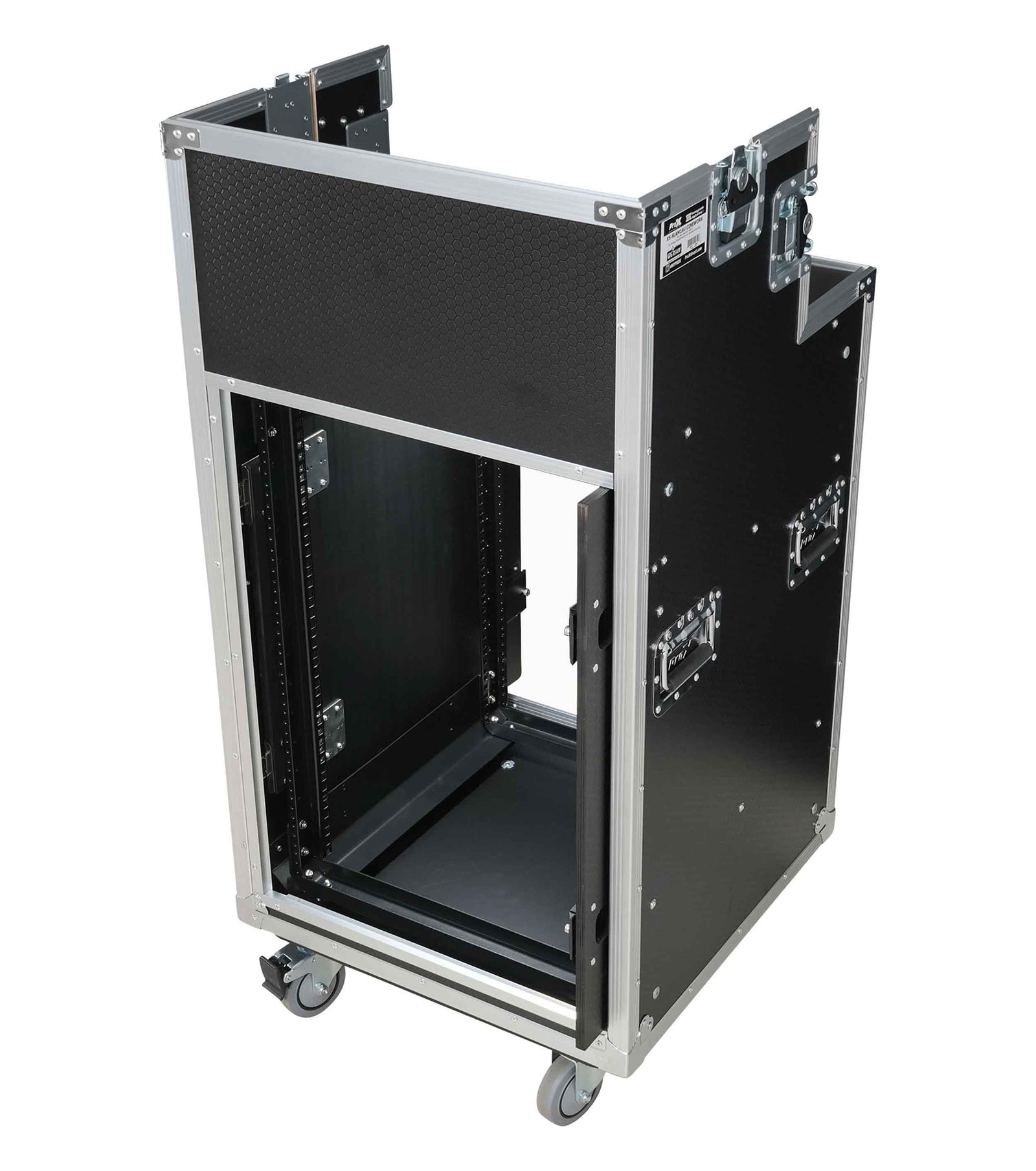 ProX XS-SLAM16UCINEWORK 16U Shockmount Rack Flight Case with Integrated Console Compartment