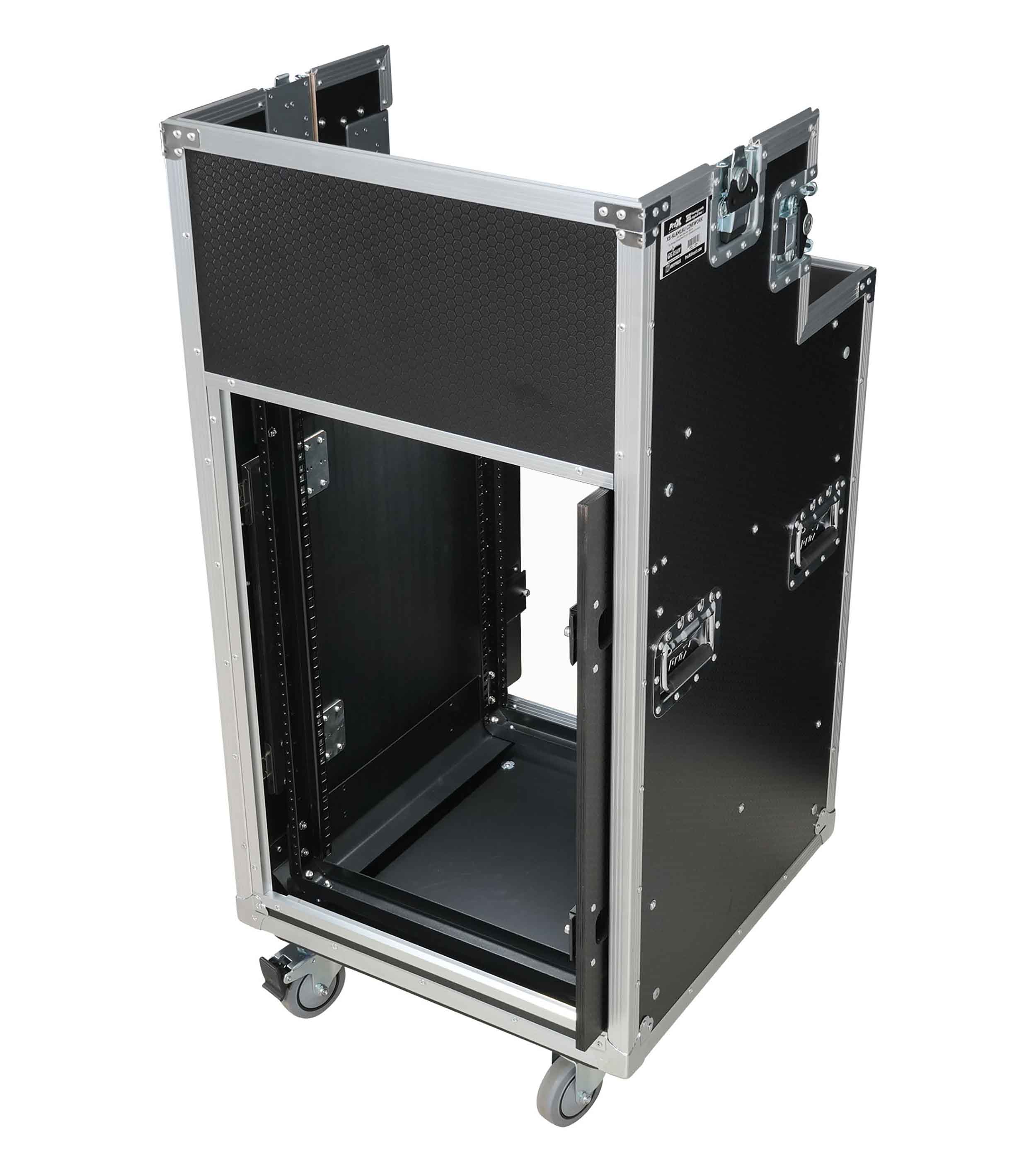 ProX XS-SLAM16UCINEWORK 16U Shockmount Rack Flight Case with Integrated Console Compartment