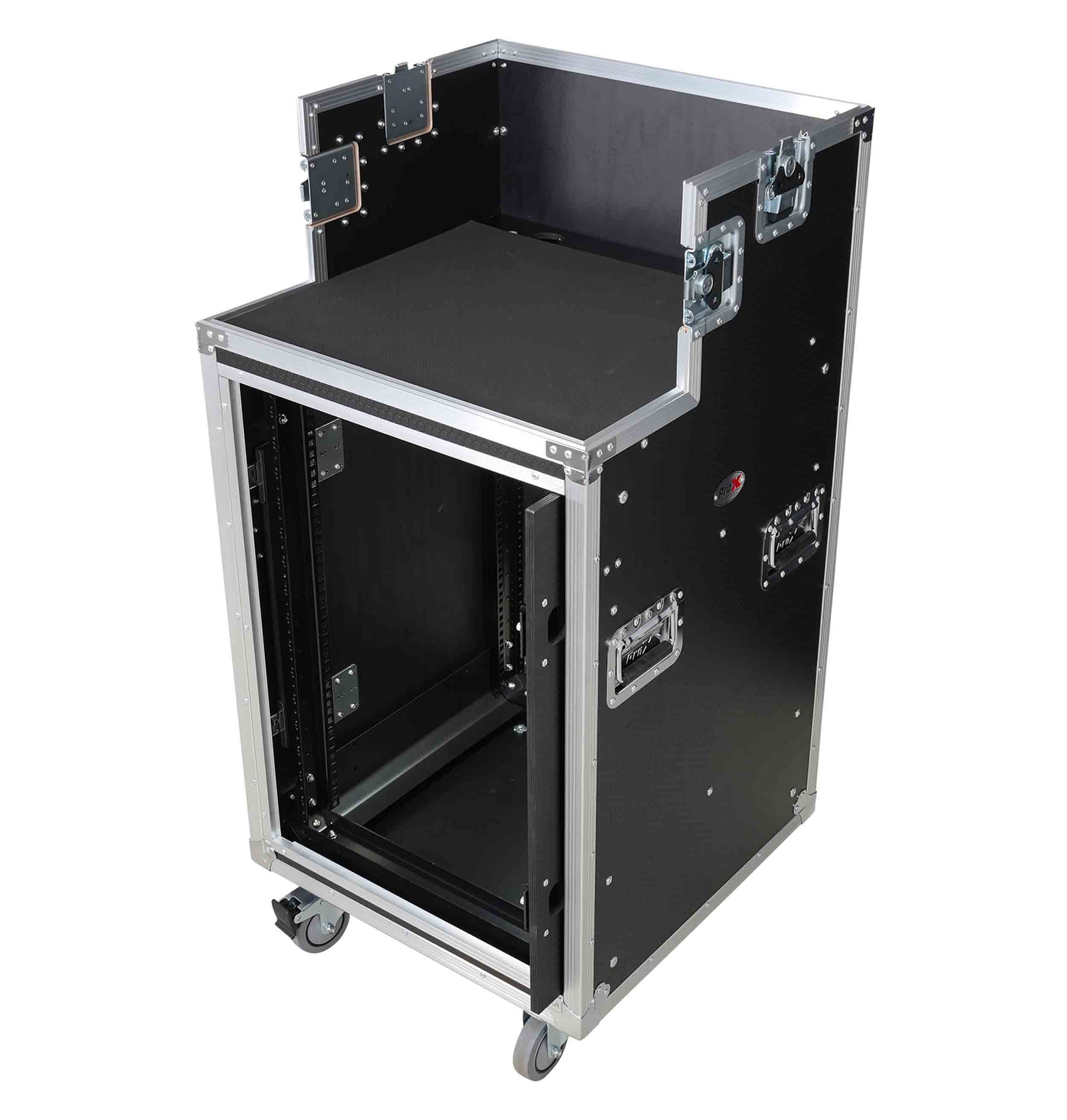 ProX XS-SLAM16UCINEWORK 16U Shockmount Rack Flight Case with Integrated Console Compartment