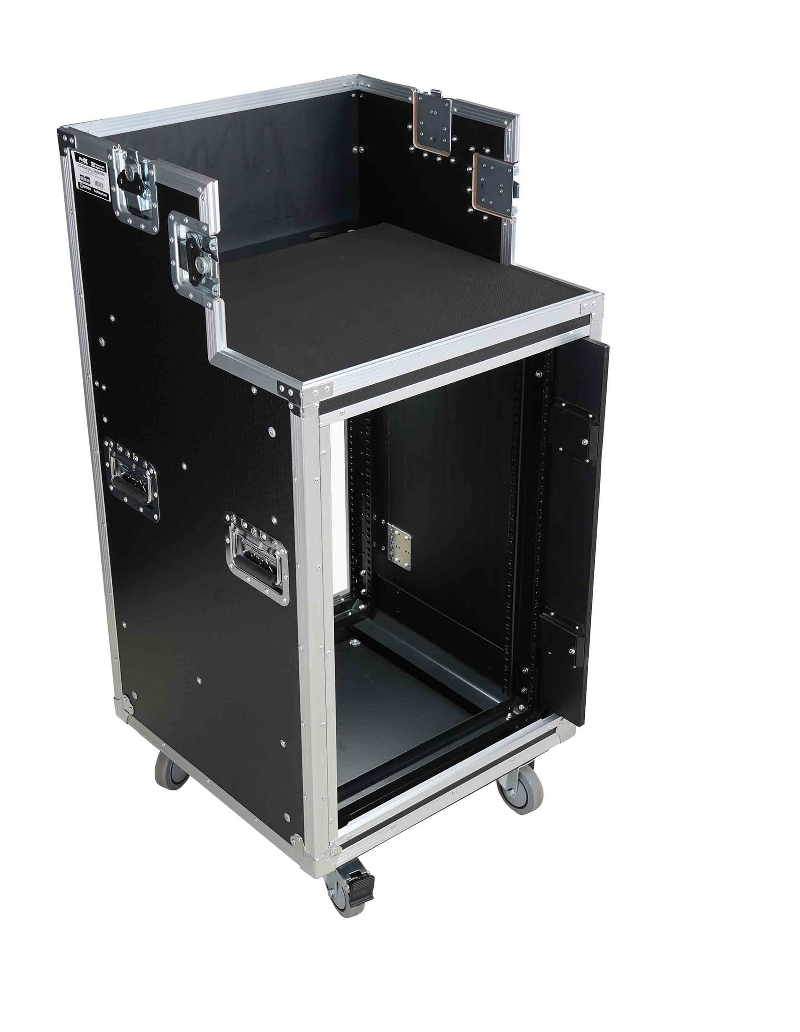 ProX XS-SLAM16UCINEWORK 16U Shockmount Rack Flight Case with Integrated Console Compartment