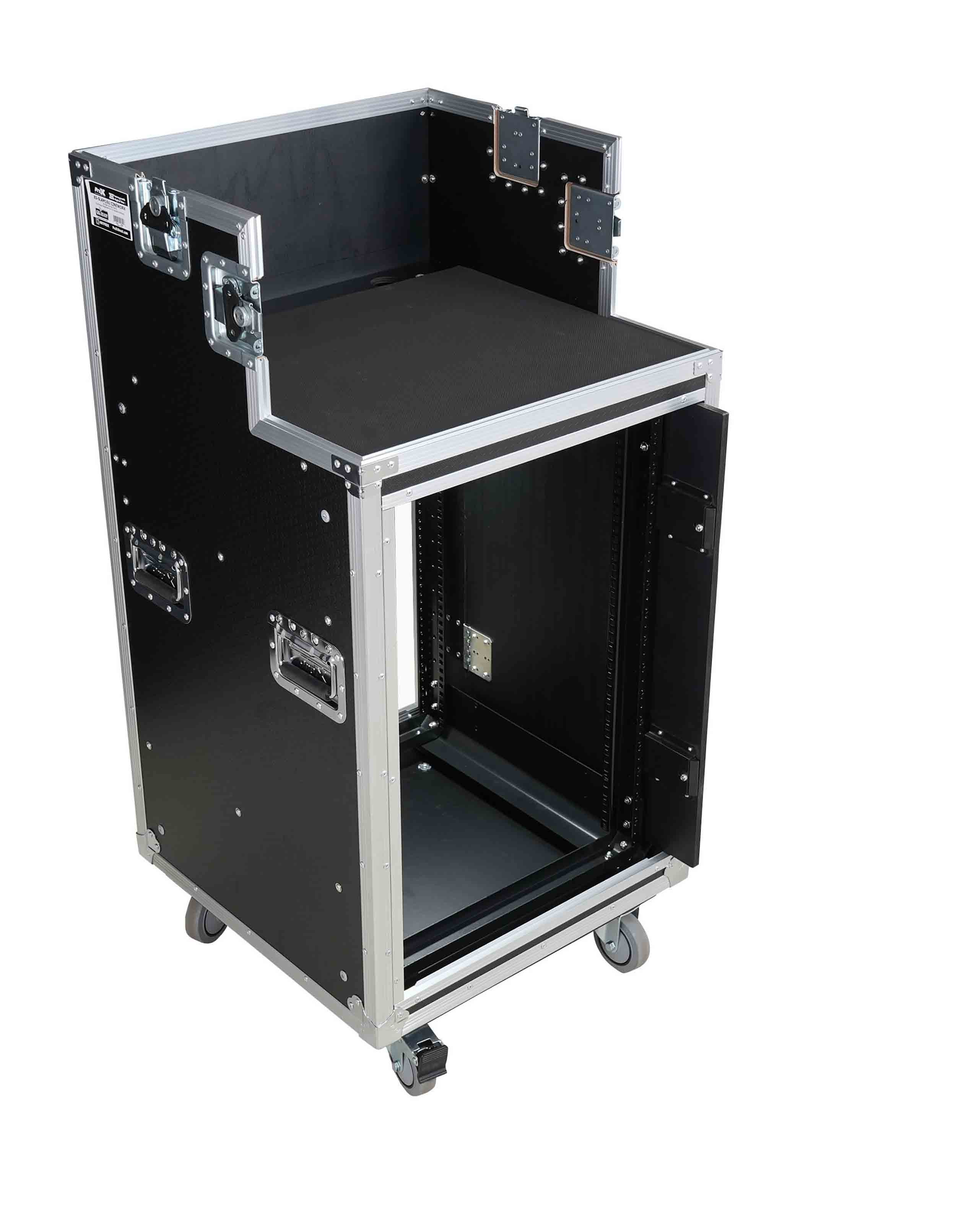 ProX XS-SLAM16UCINEWORK 16U Shockmount Rack Flight Case with Integrated Console Compartment