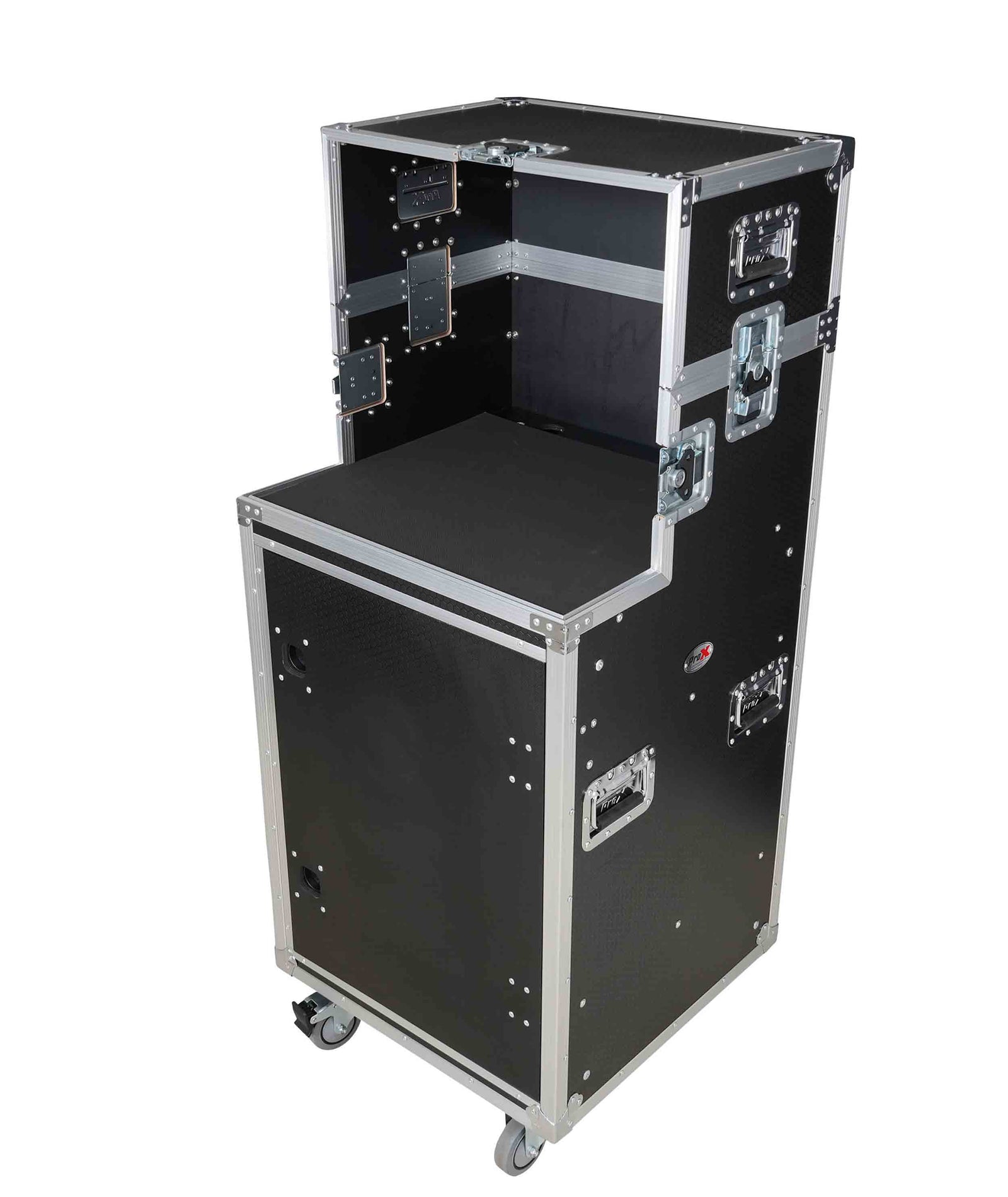 ProX XS-SLAM16UCINEWORK 16U Shockmount Rack Flight Case with Integrated Console Compartment