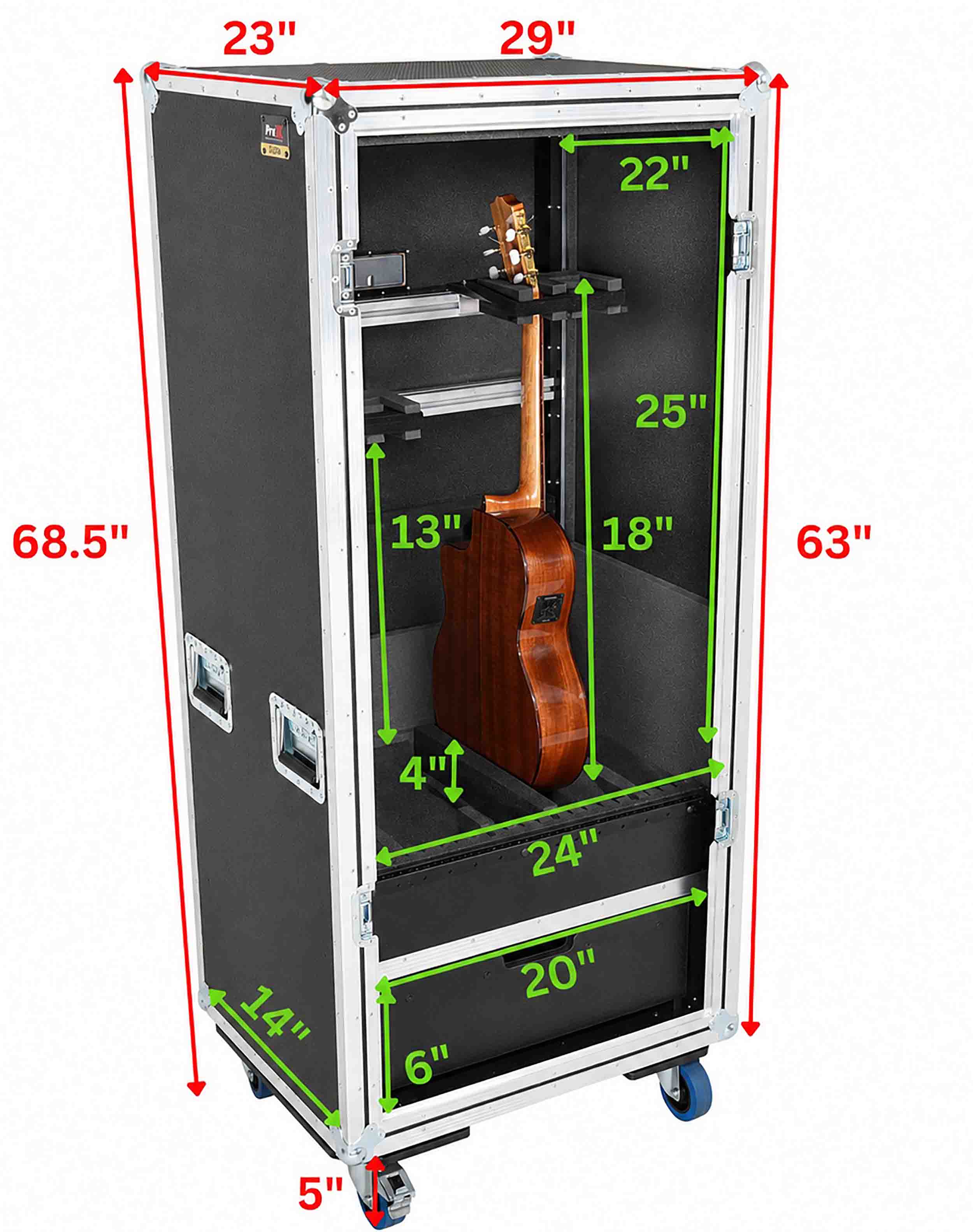 ProX XZF-GTRX5W Guitar, Bass Instrument Case with Storage Drawer, Poland