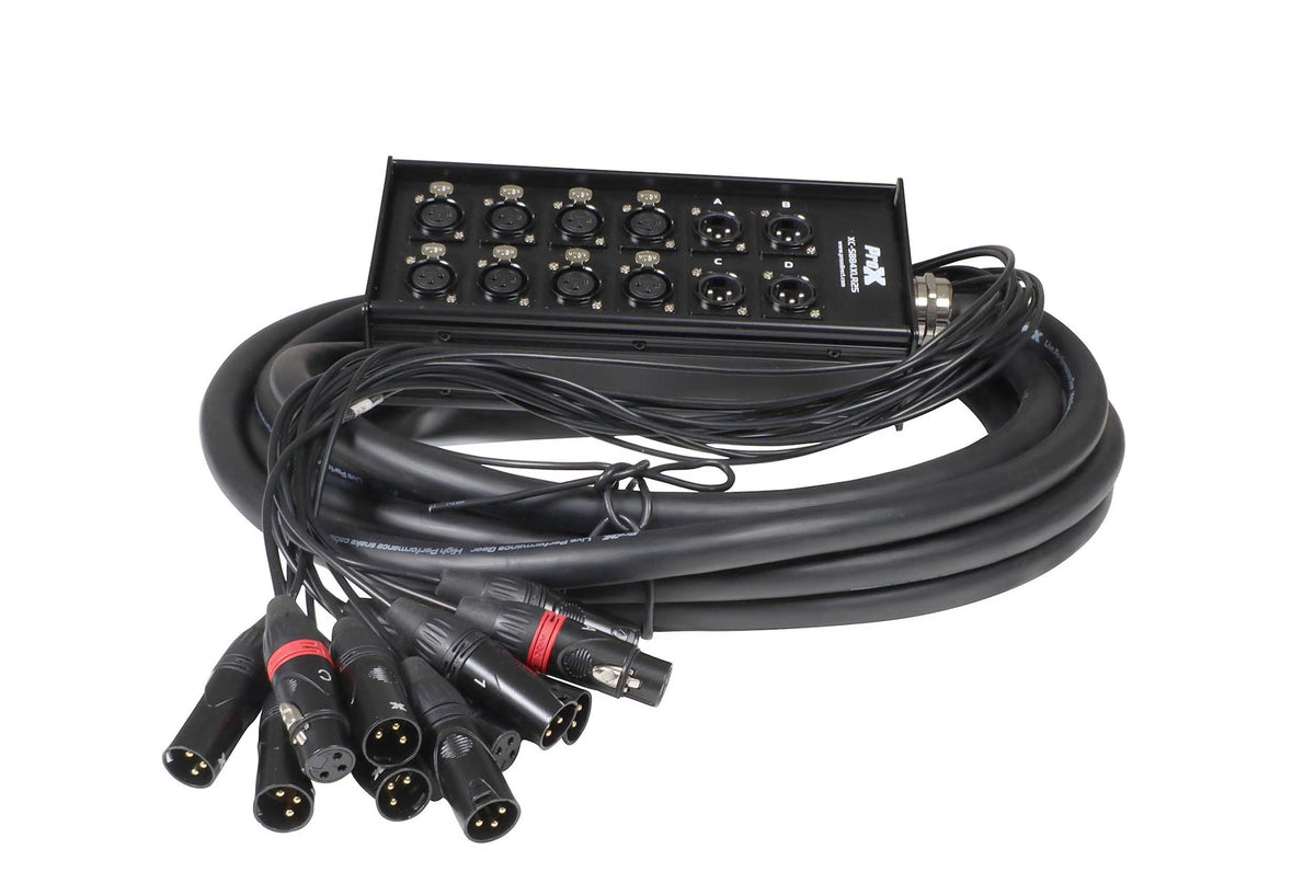 ProX XC-SB84XLR25 25 Ft XLR Stage Box Snake 8 XLR-F Inputs and 4 XLR-M Effects Returns