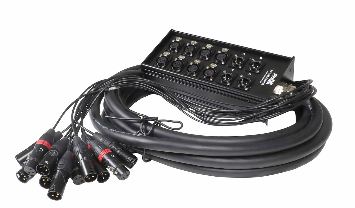 ProX XC-SB84XLR25 25 Ft XLR Stage Box Snake 8 XLR-F Inputs and 4 XLR-M Effects Returns