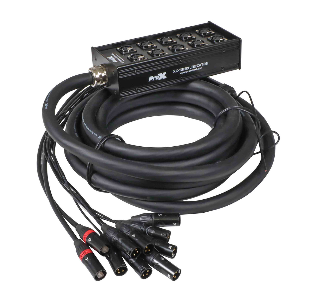 ProX XC-SB8XLR2CAT25 25 Ft. XLR Stage Box Snake 8 XLR-F Send Inputs and 2 CAT6 Connections