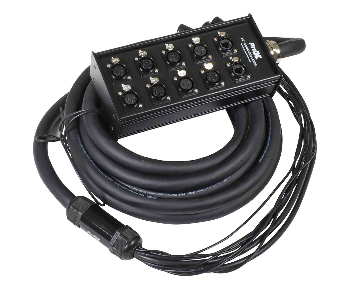 ProX XC-SB8XLR2CAT25 25 Ft. XLR Stage Box Snake 8 XLR-F Send Inputs and 2 CAT6 Connections