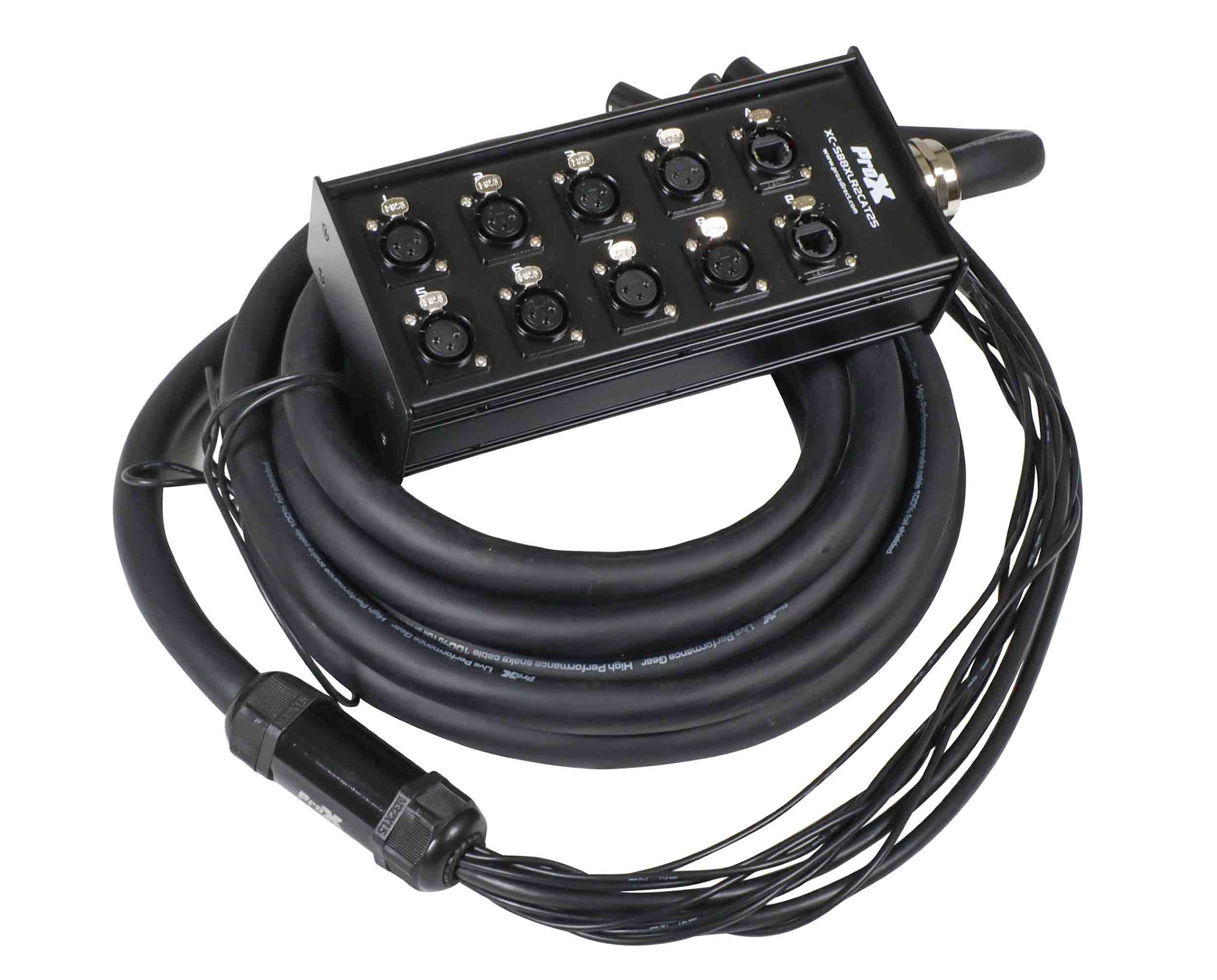 ProX XC-SB8XLR2CAT25 25 Ft. XLR Stage Box Snake 8 XLR-F Send Inputs and 2 CAT6 Connections