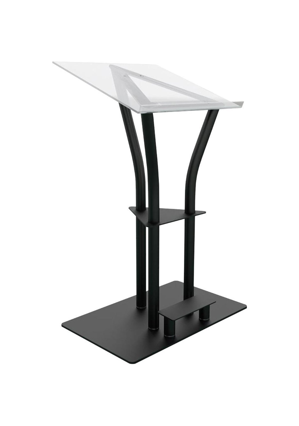 Global Truss DT-ERGO-LECTERN-BLK, Lectern with Foot Stand and Built-In Shelf - Black