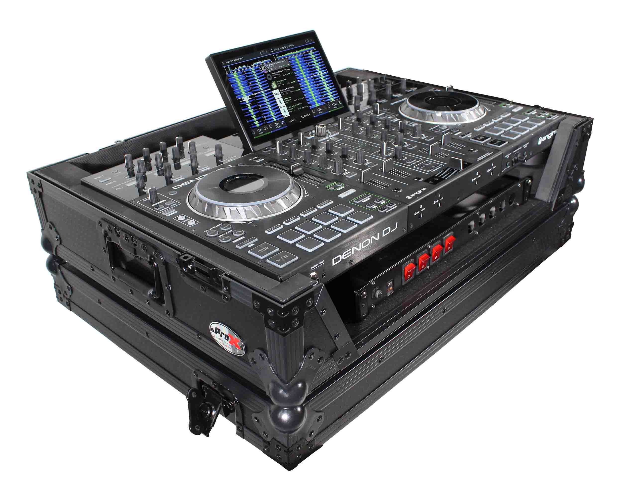 ProX XS-PRIME4MK2WBL ATA Flight Case with Wheels for Denon DJ PRIME 4 G2 PRIME 4 MK2 Controller 1U Rack Space, Black Finish