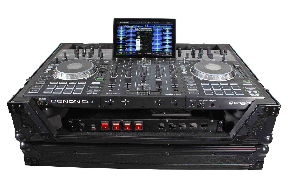 ProX XS-PRIME4MK2WBL ATA Flight Case with Wheels for Denon DJ PRIME 4 G2 PRIME 4 MK2 Controller 1U Rack Space, Black Finish