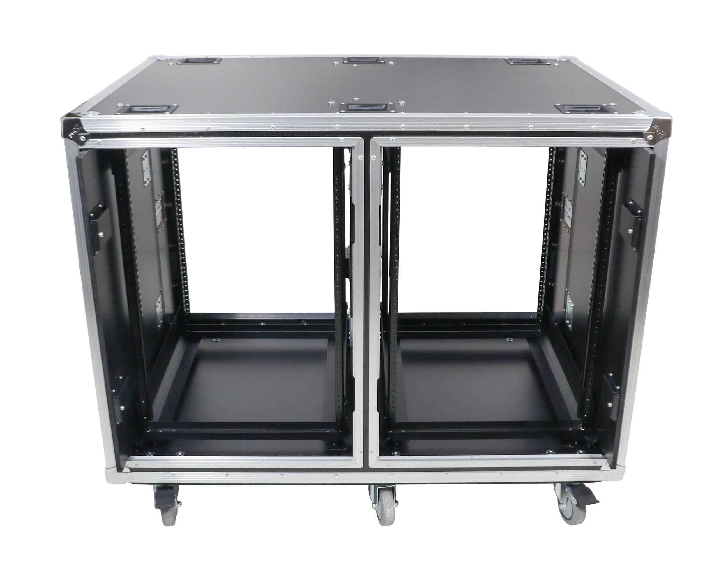 ProX 24" Deep Vertical Rack-to-Rack Shock Mount Case, 2 x 16U, with 2 Sliding Slam Doors and 6" x 4" Caster Wheels